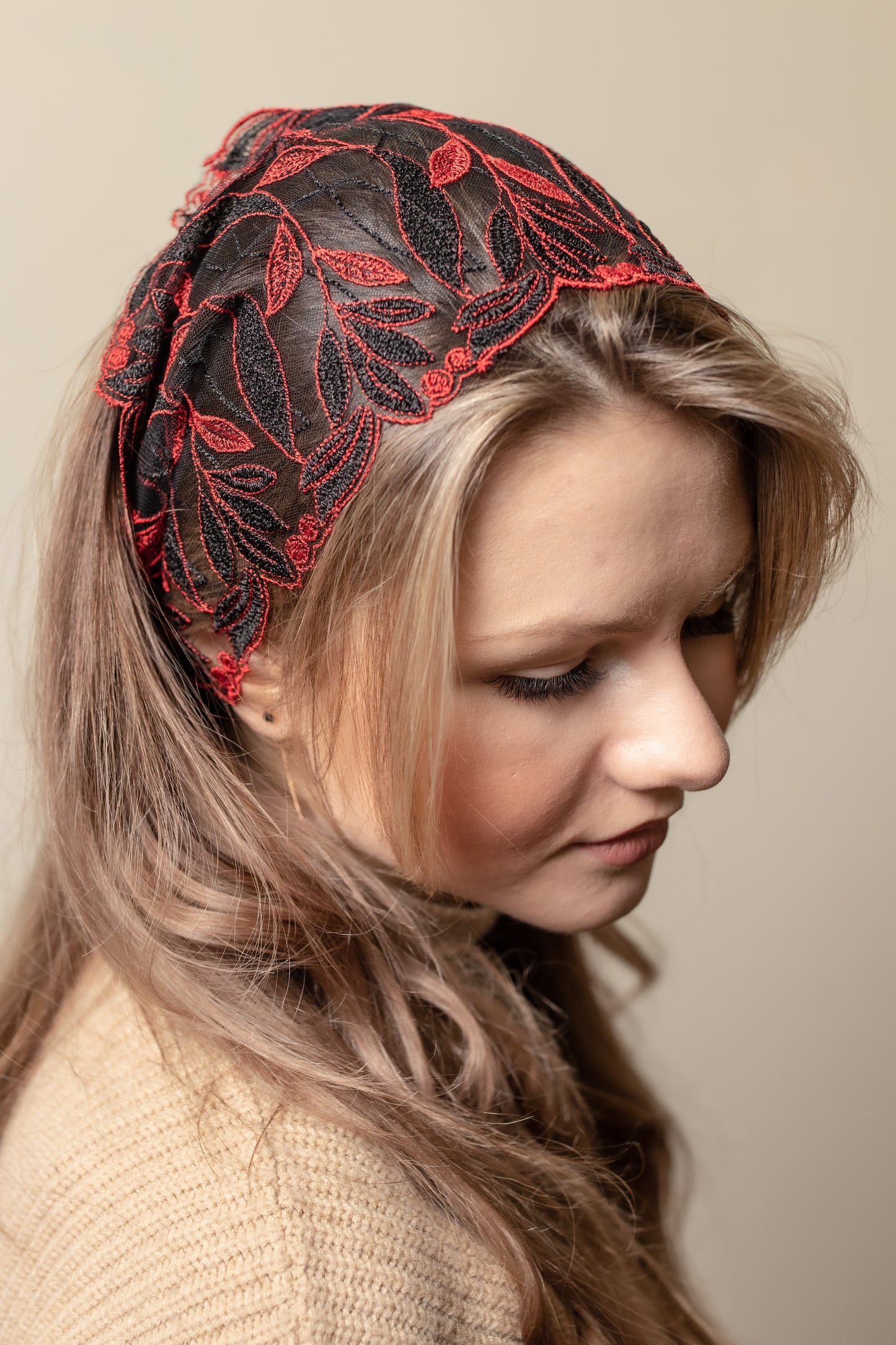 RED & BLACK HEAD BAND - MariaVeils
