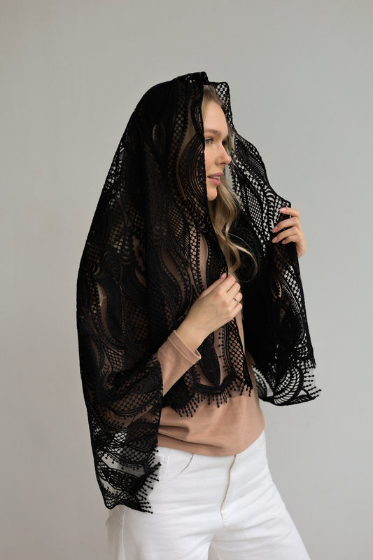 EXTRA LONG BLACK VEIL