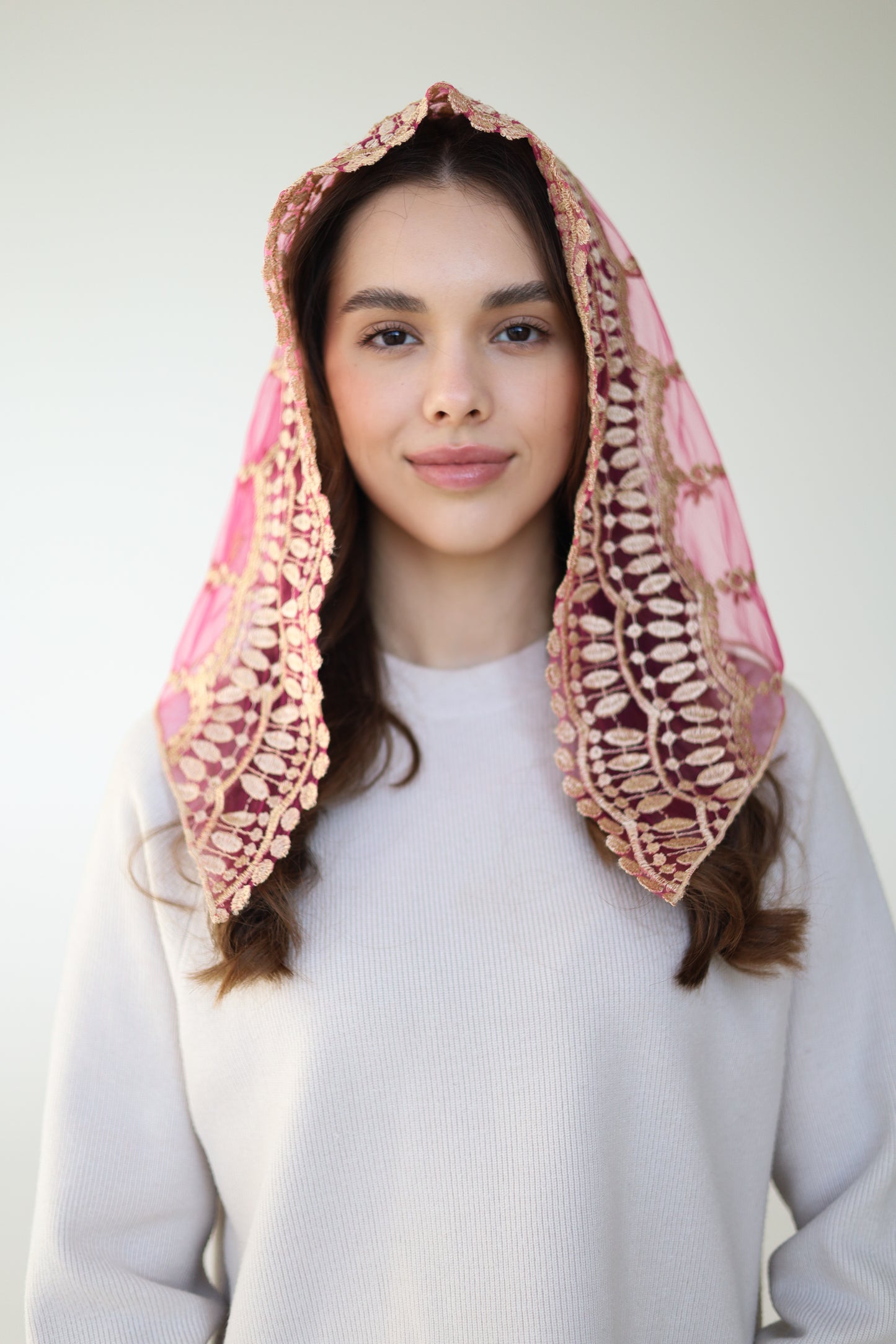 SHORT PINK & GOLD VEIL - MariaVeils