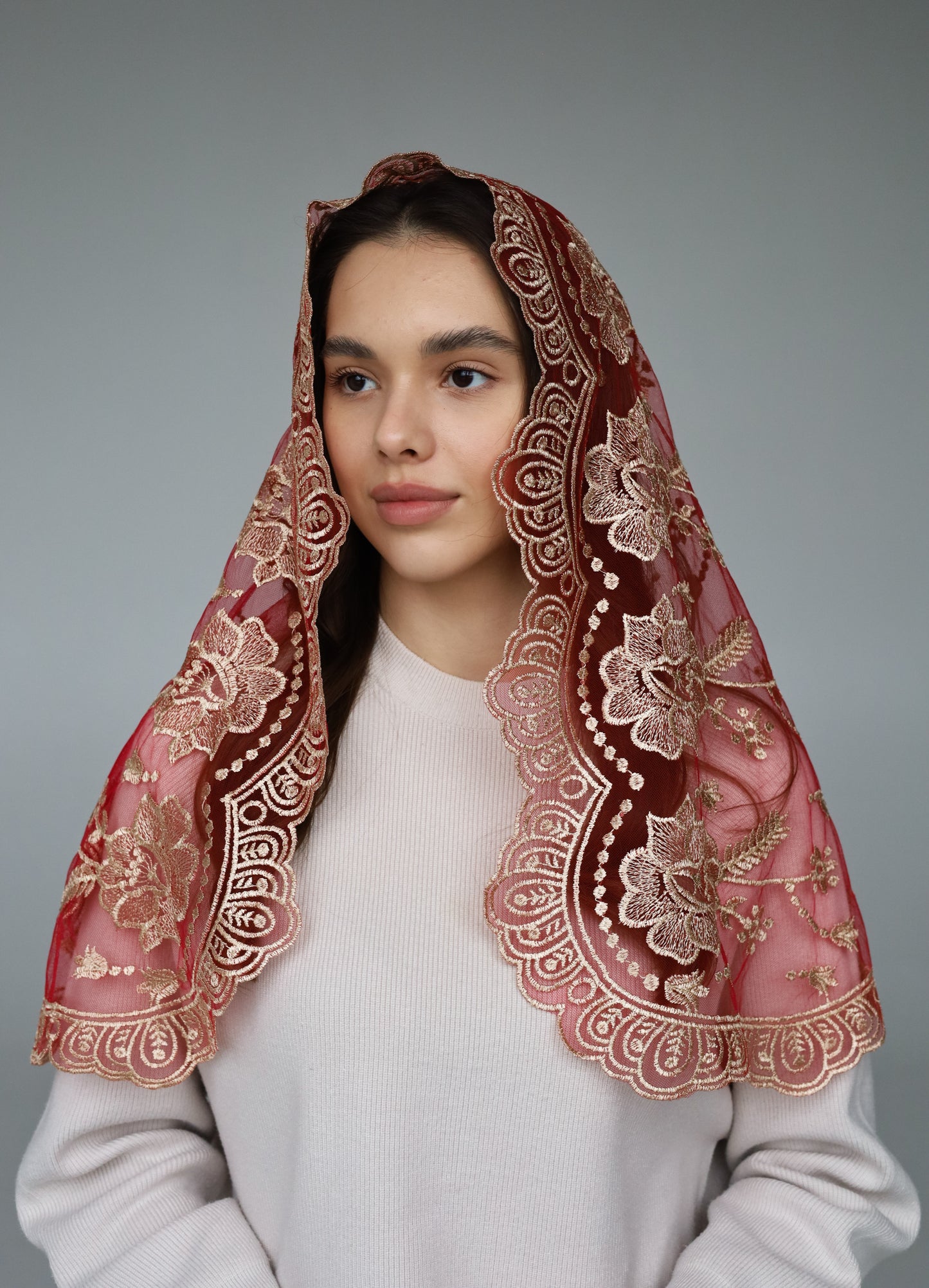 LONG PEACH MANTILLA - MariaVeils