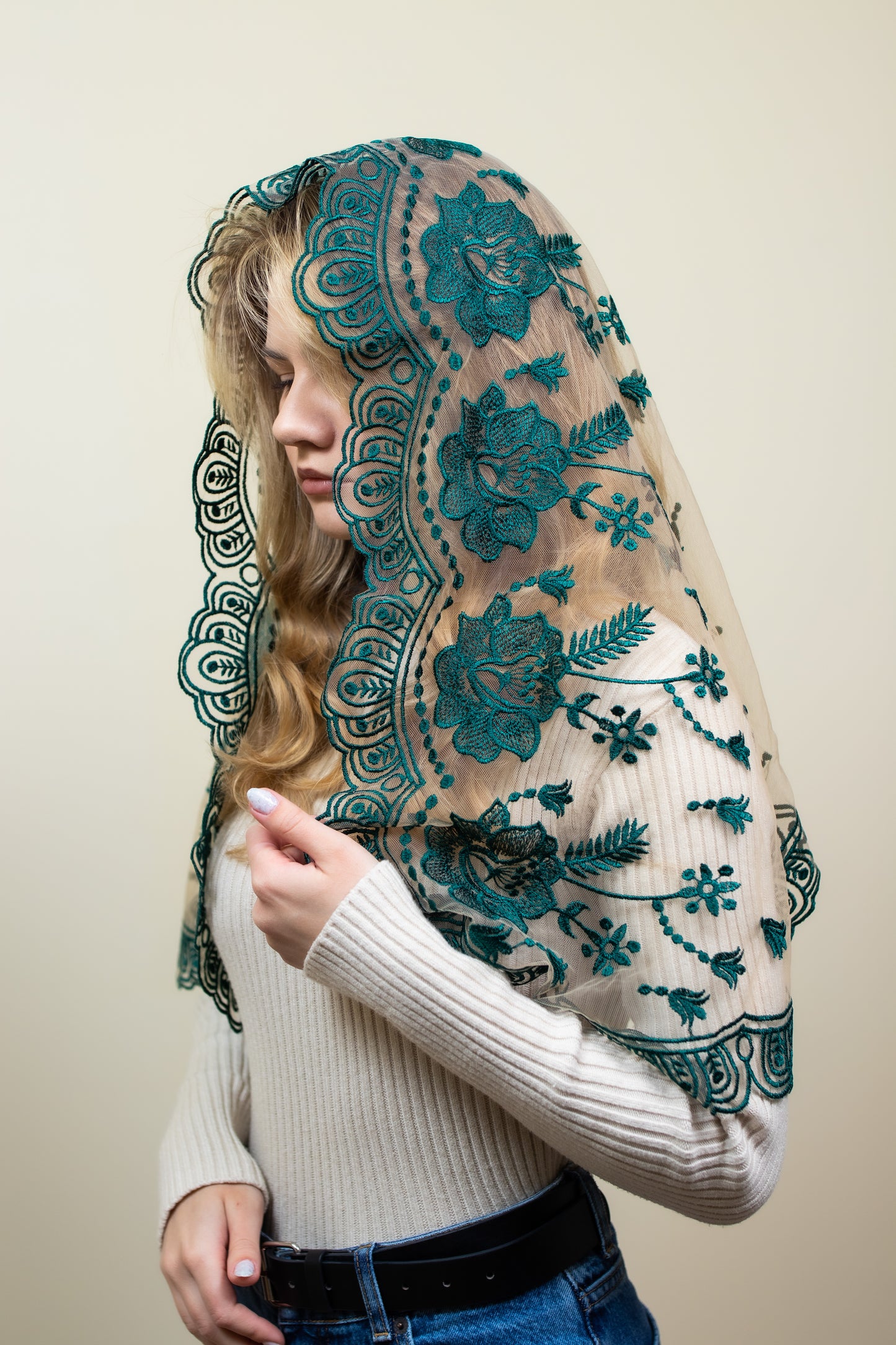 LONG PEACH MANTILLA - MariaVeils
