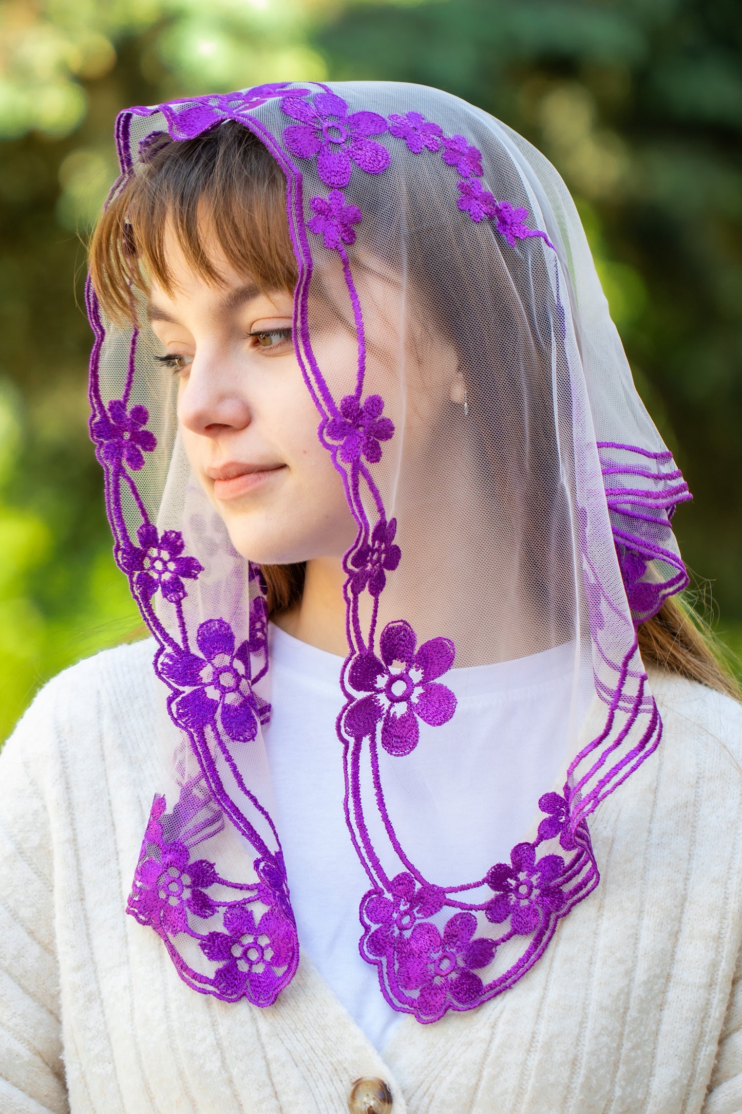 GREY FLORAL VEIL - MariaVeils