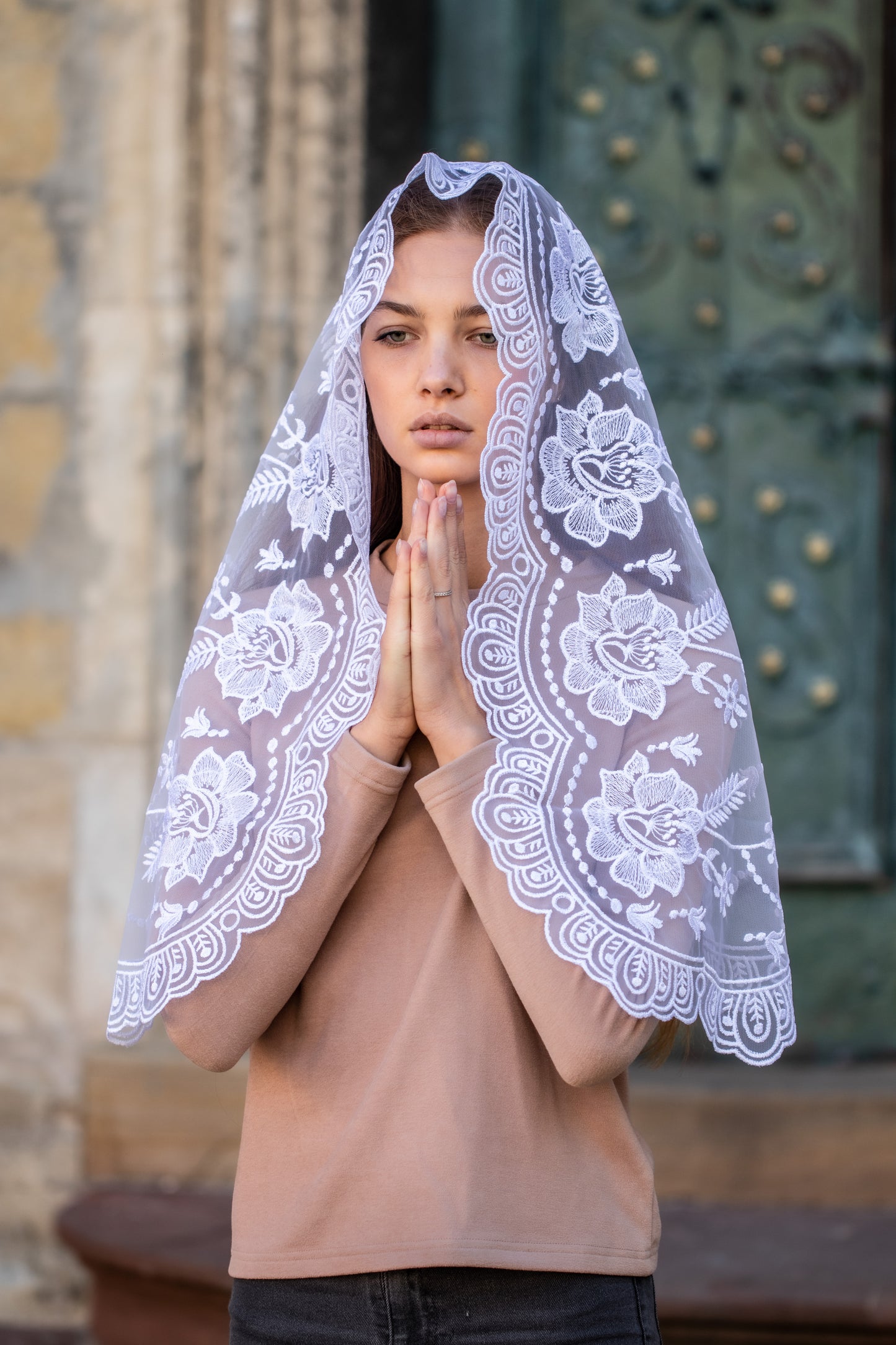 LONG PEACH MANTILLA - MariaVeils
