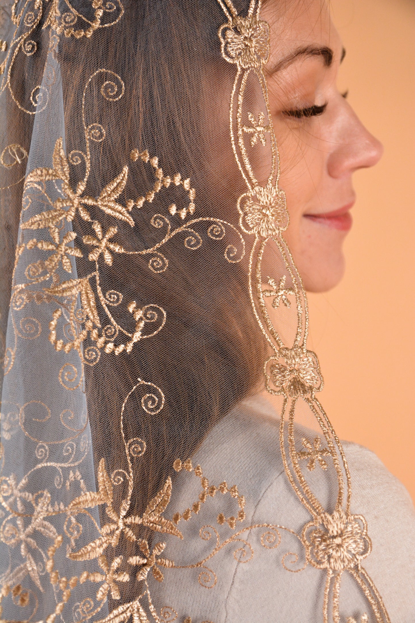 Long Gold Mantilla - MariaVeils