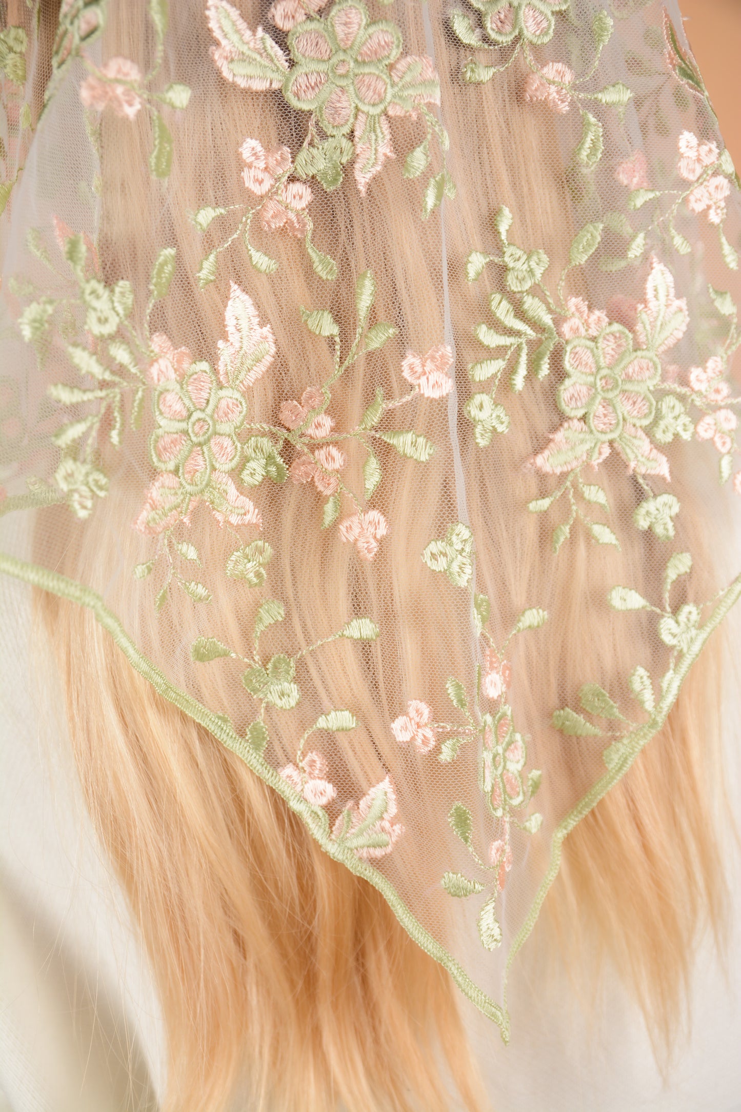 PEACH & PISTACHIO FLORAL VEIL - MariaVeils