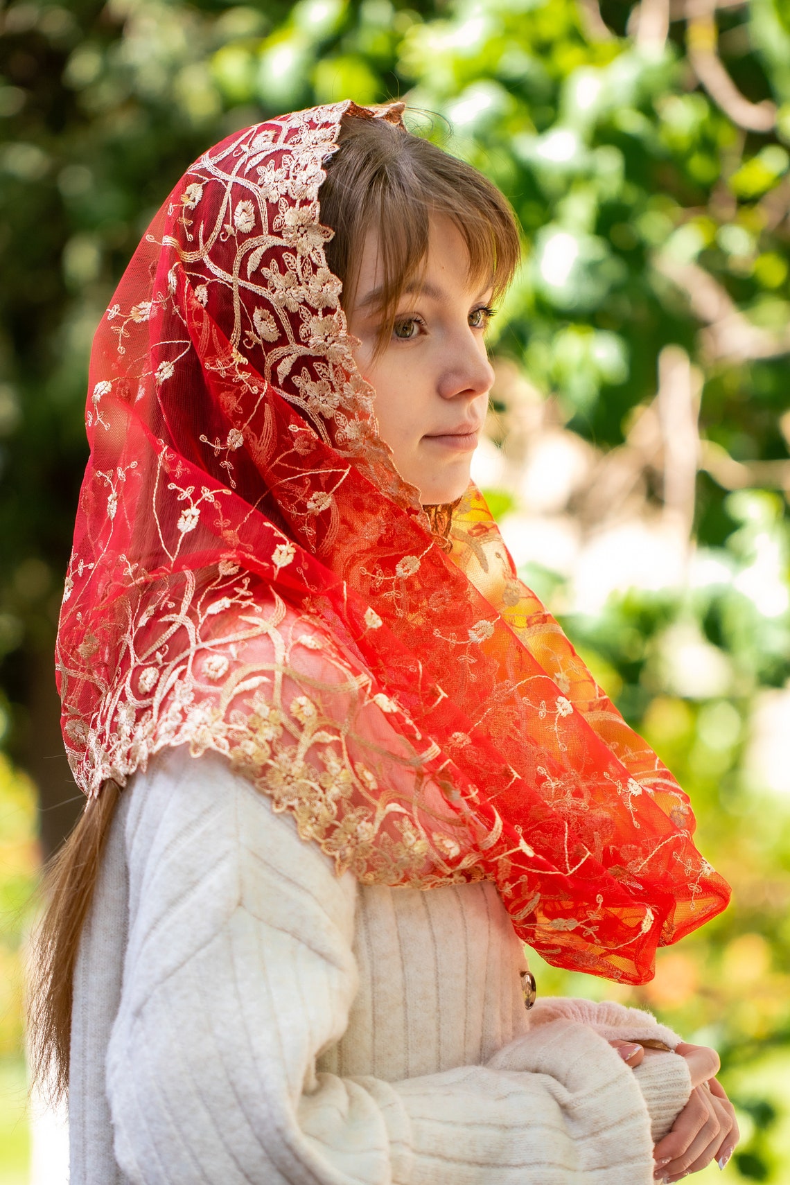 NEW!! Red Infinity Mantilla - MariaVeils