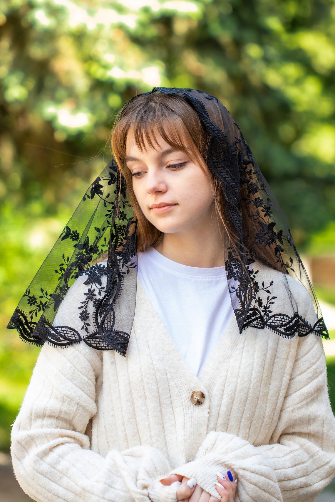 Short floral veil - MariaVeils