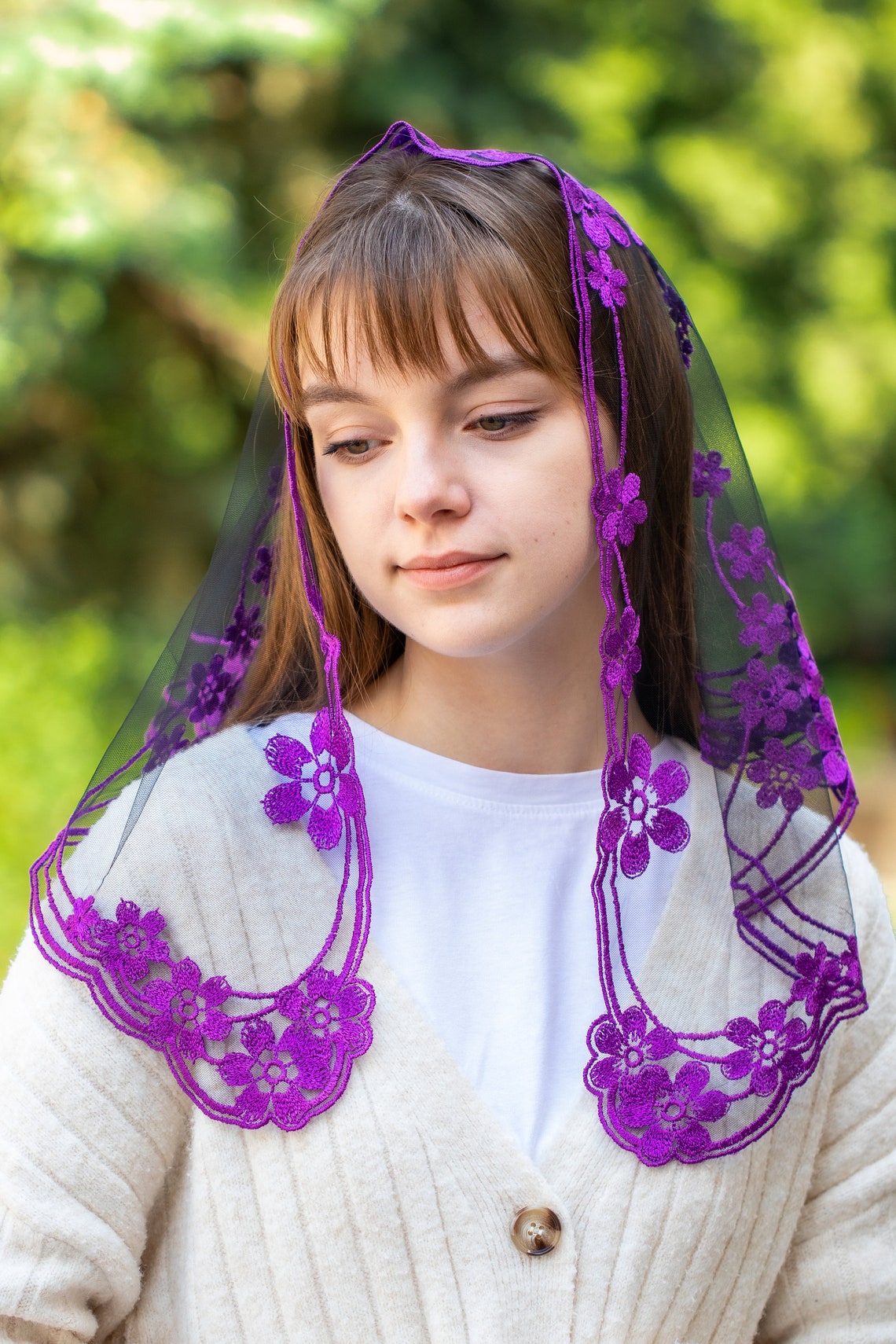 Short Purple Veil - MariaVeils