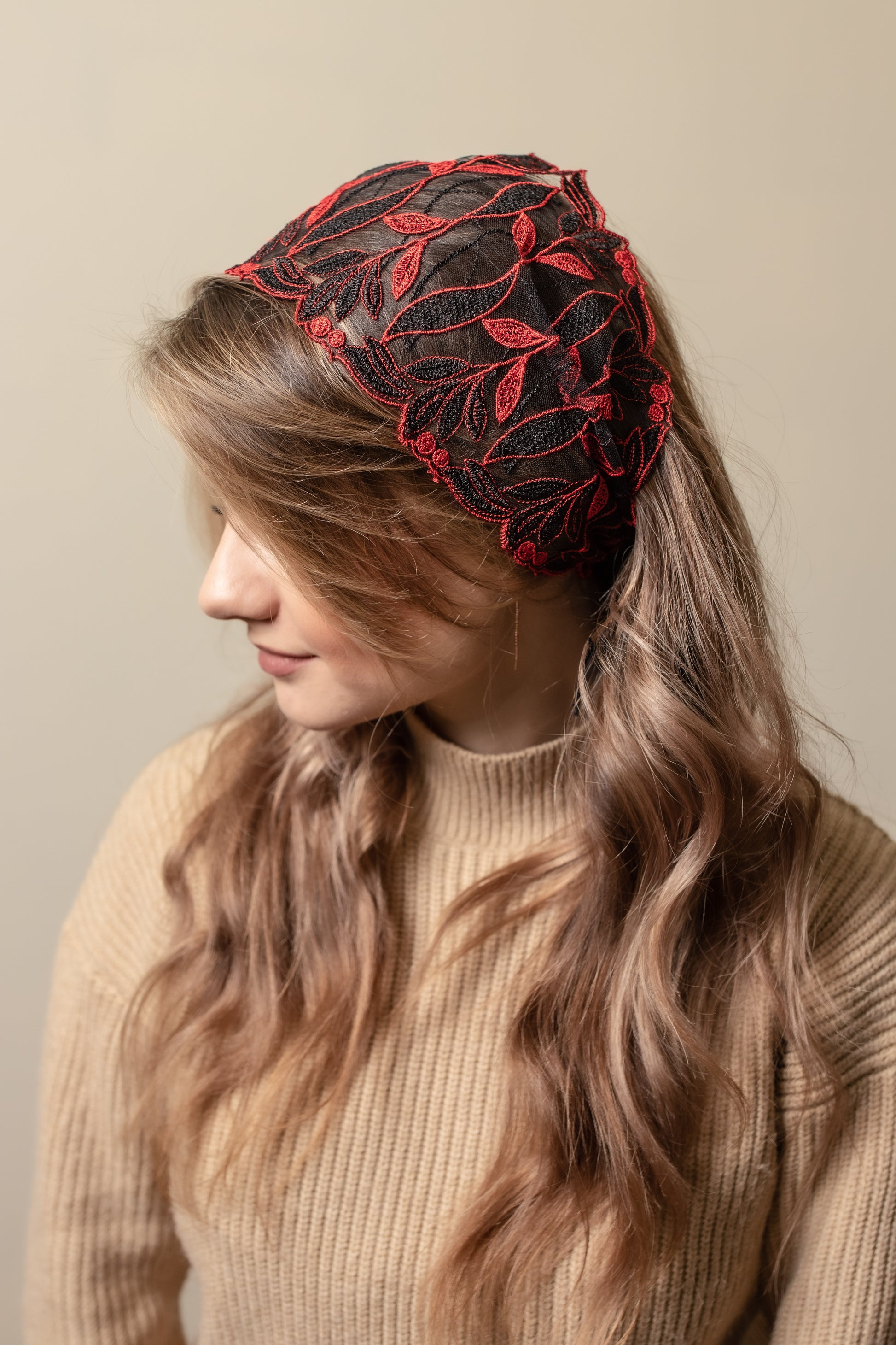 RED & BLACK HEAD BAND - MariaVeils