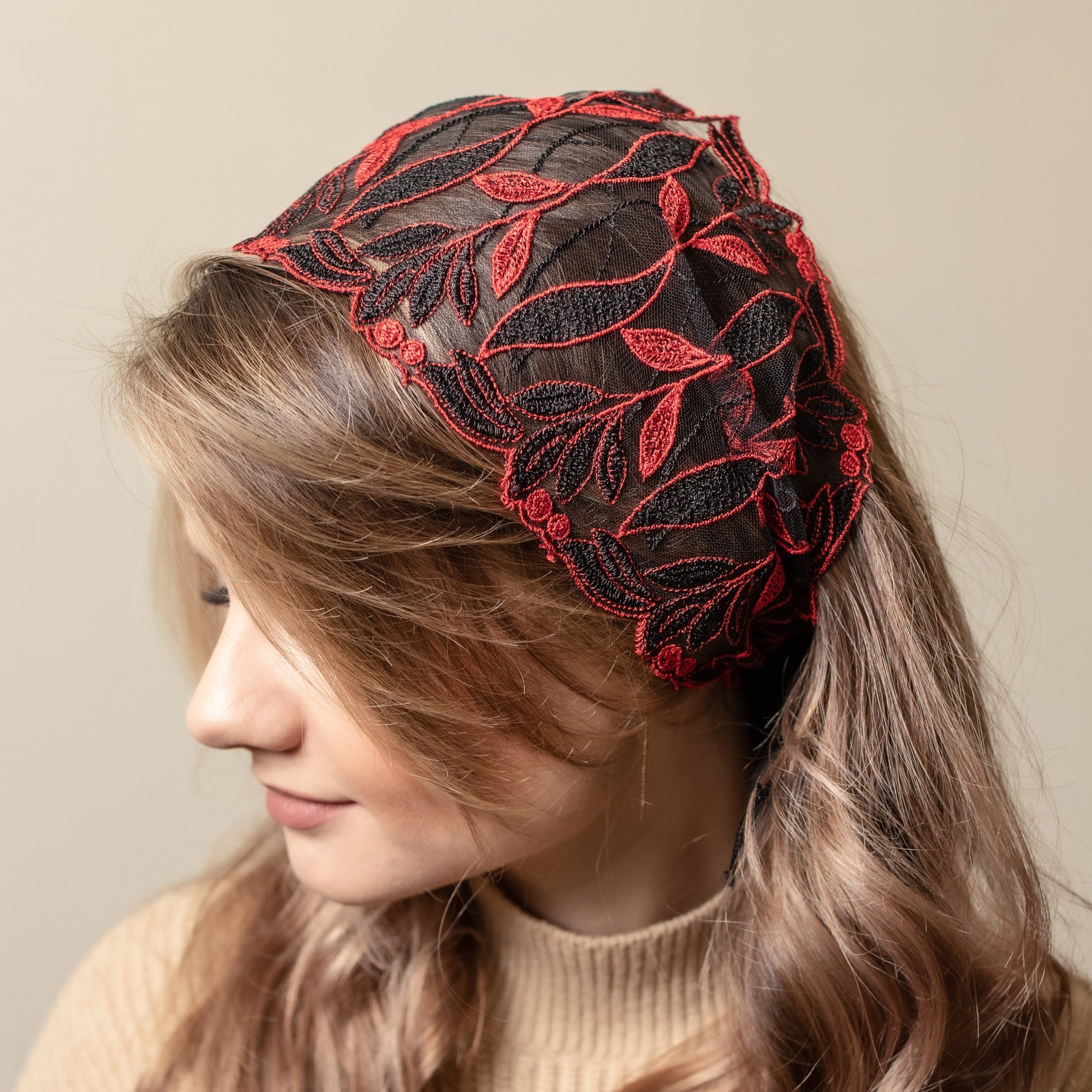 RED & BLACK HEAD BAND - MariaVeils