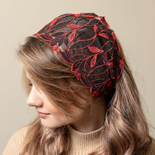 RED & BLACK HEAD BAND - MariaVeils