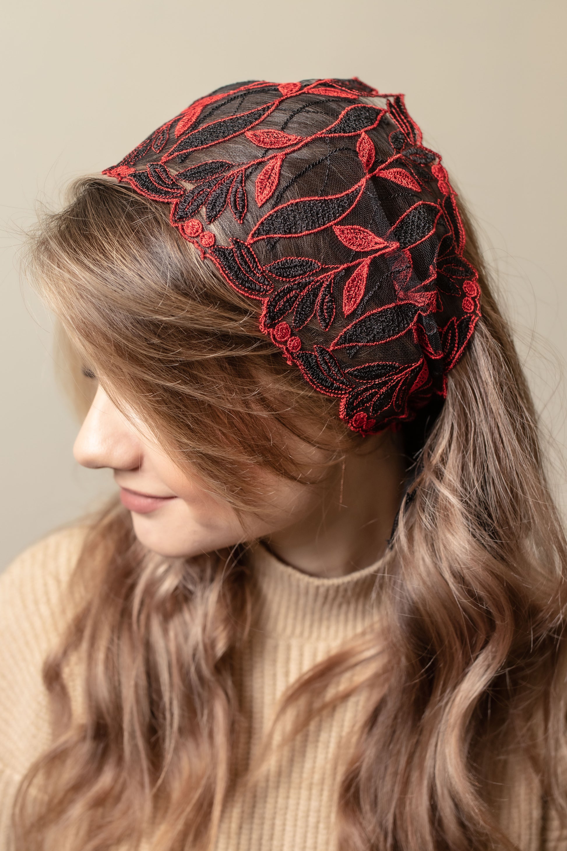 RED & BLACK HEAD BAND - MariaVeils
