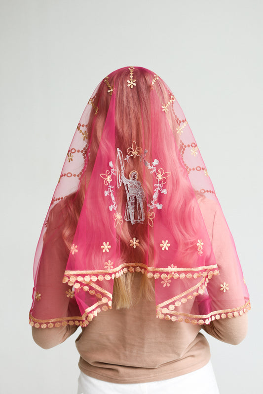VEIL WITH JESUS EMBROIDERY