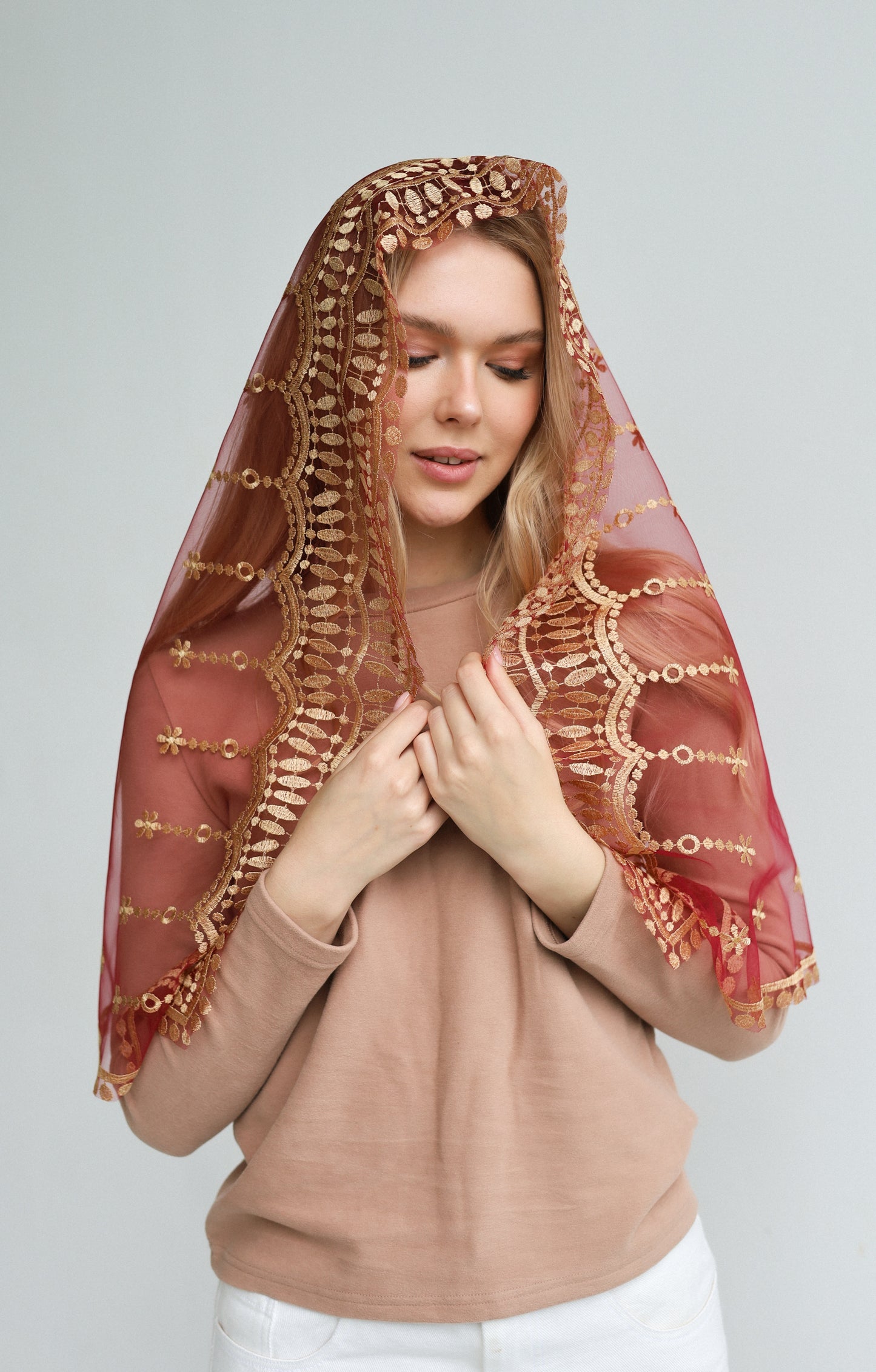 RED SACRED HEART VEIL