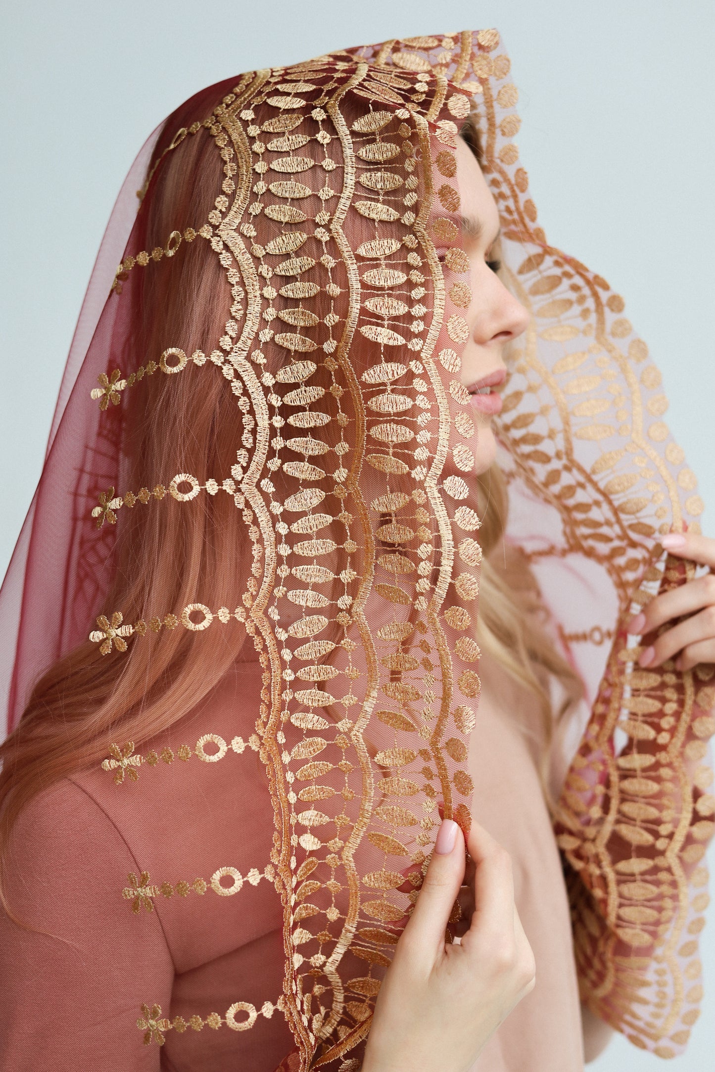 RED SACRED HEART VEIL