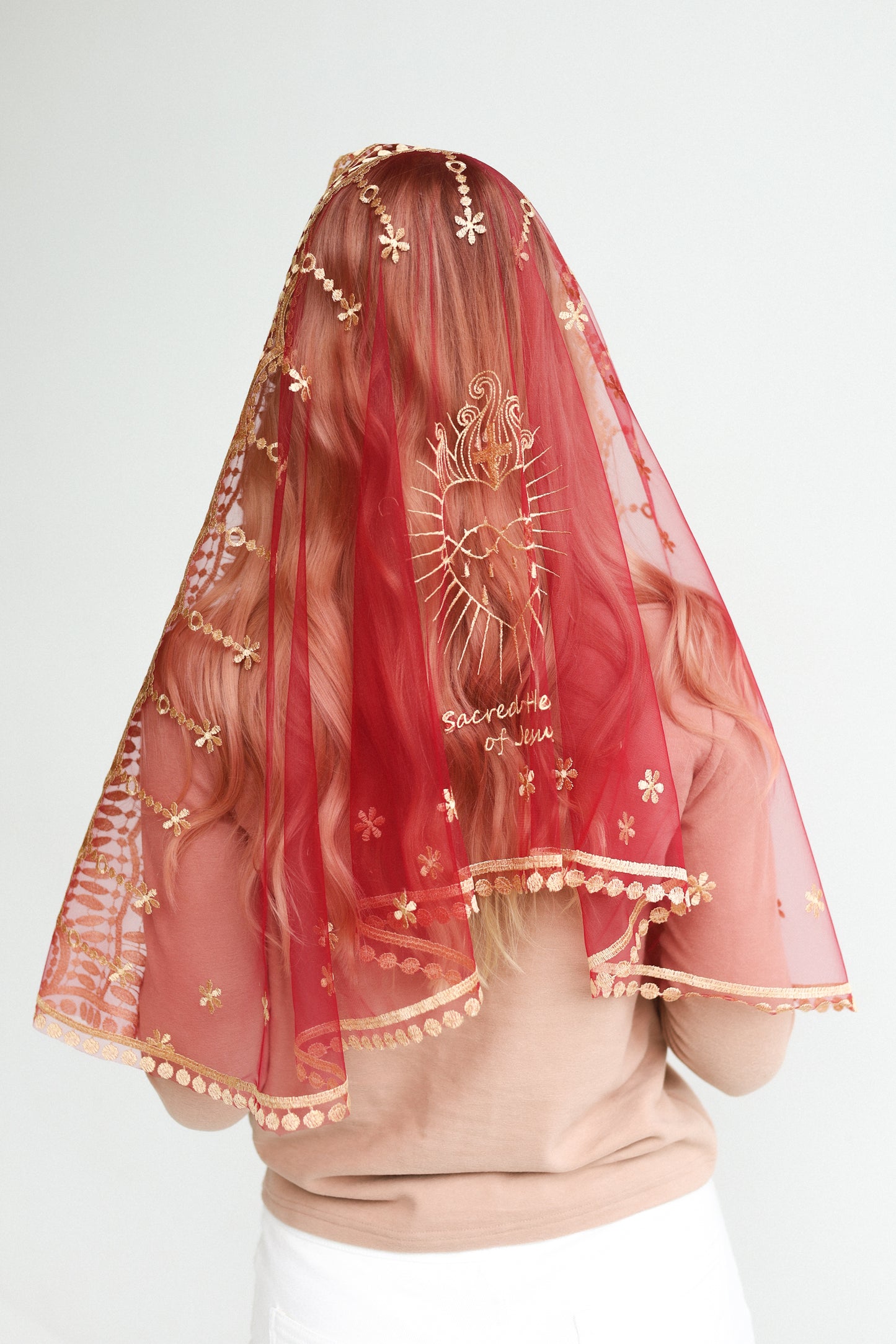RED SACRED HEART VEIL