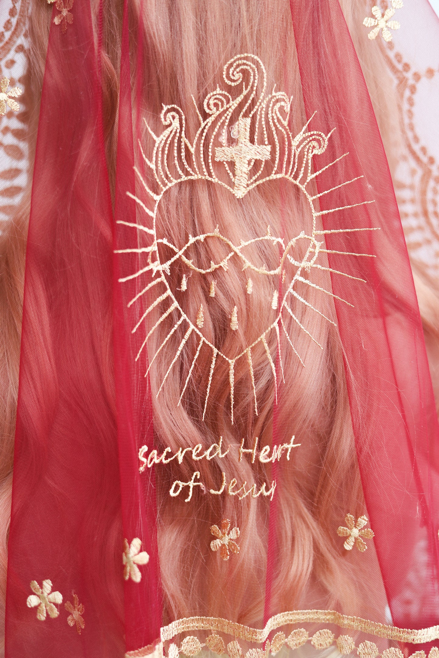 RED SACRED HEART VEIL