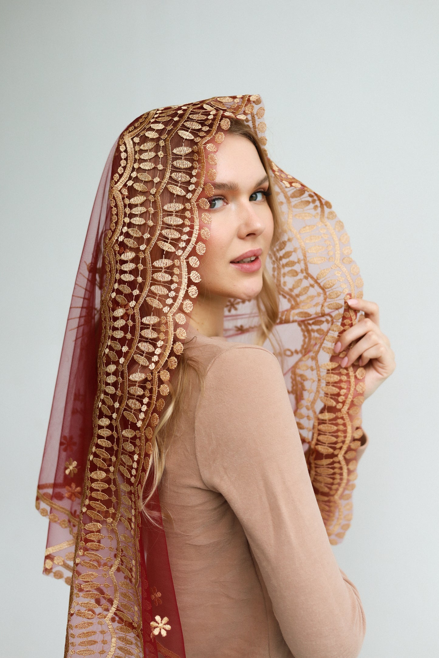 RED SACRED HEART VEIL