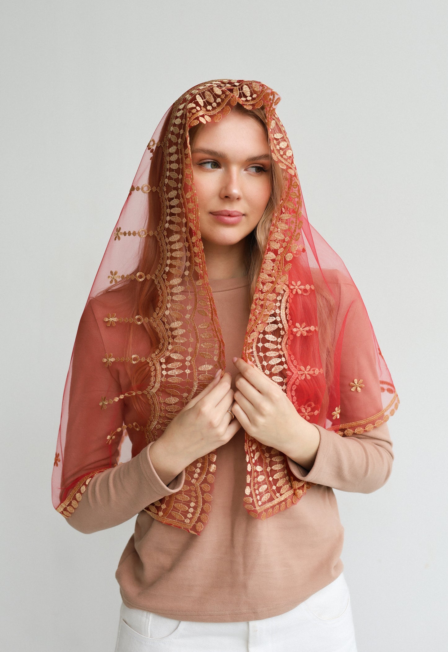 RED VEIL WITH JESUS