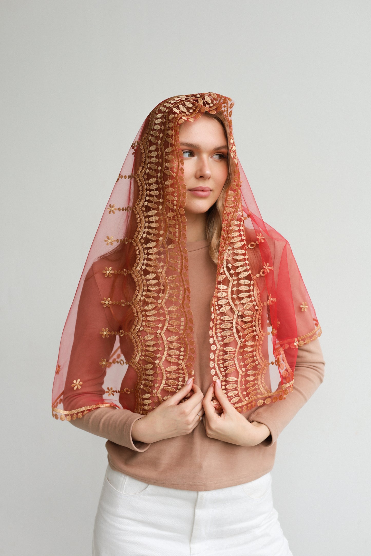 RED VEIL WITH JESUS