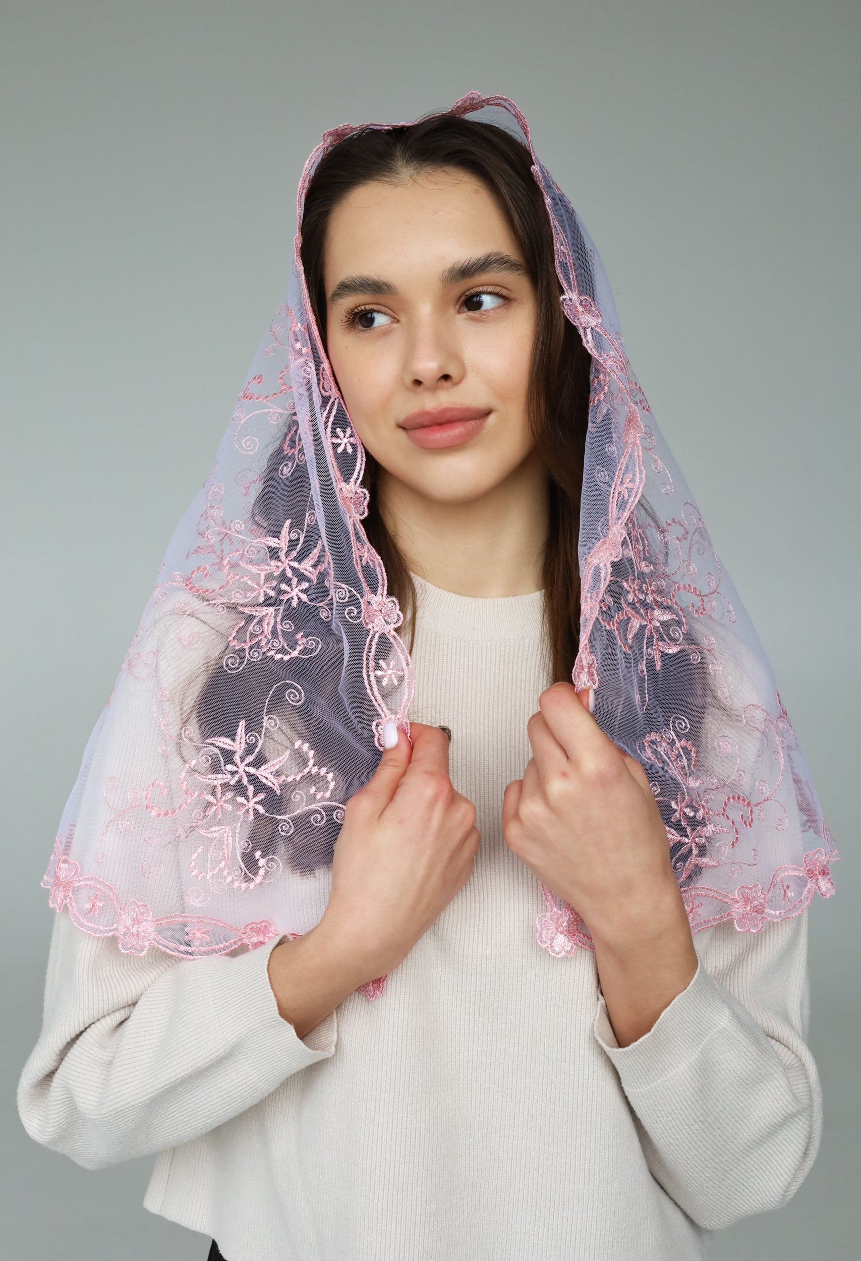 PINK FLORAL VEIL - MariaVeils