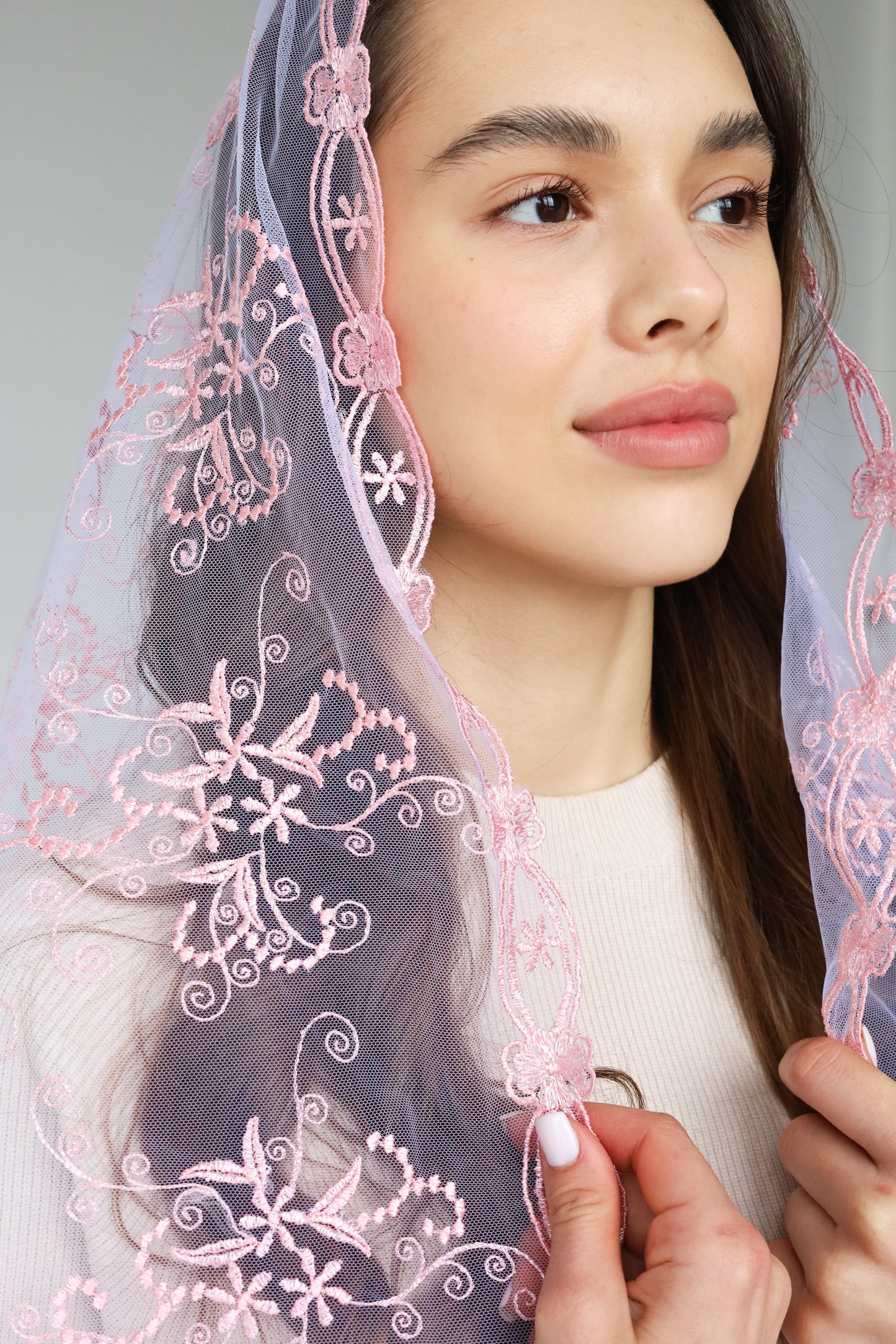 PINK FLORAL VEIL - MariaVeils