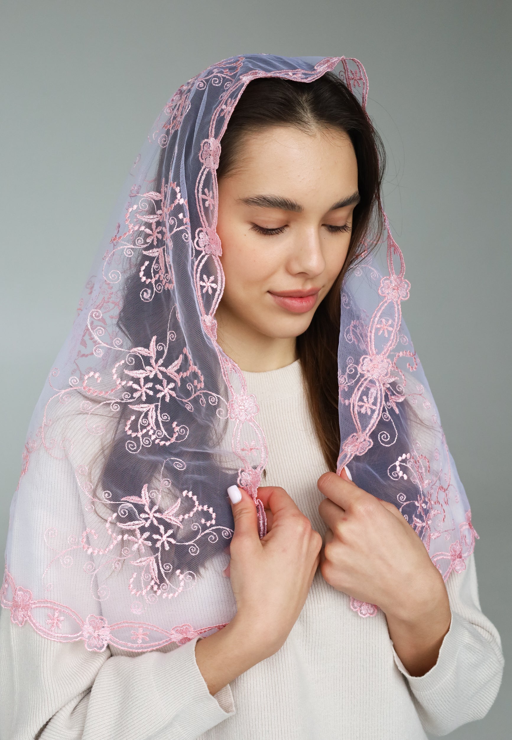 PINK FLORAL VEIL - MariaVeils