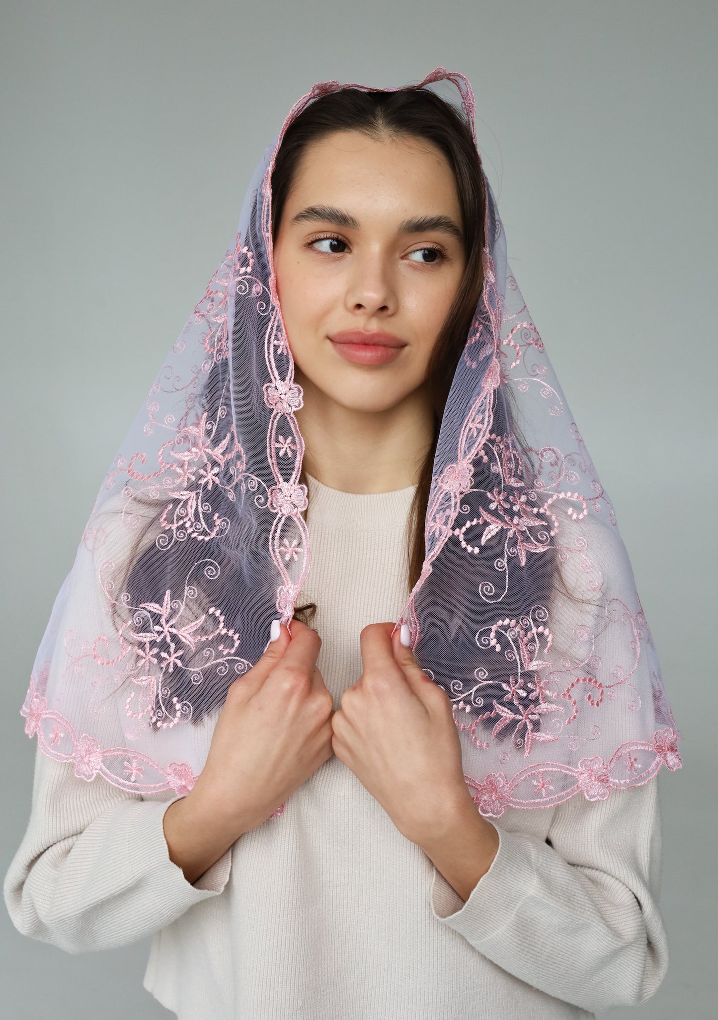 PINK FLORAL VEIL - MariaVeils