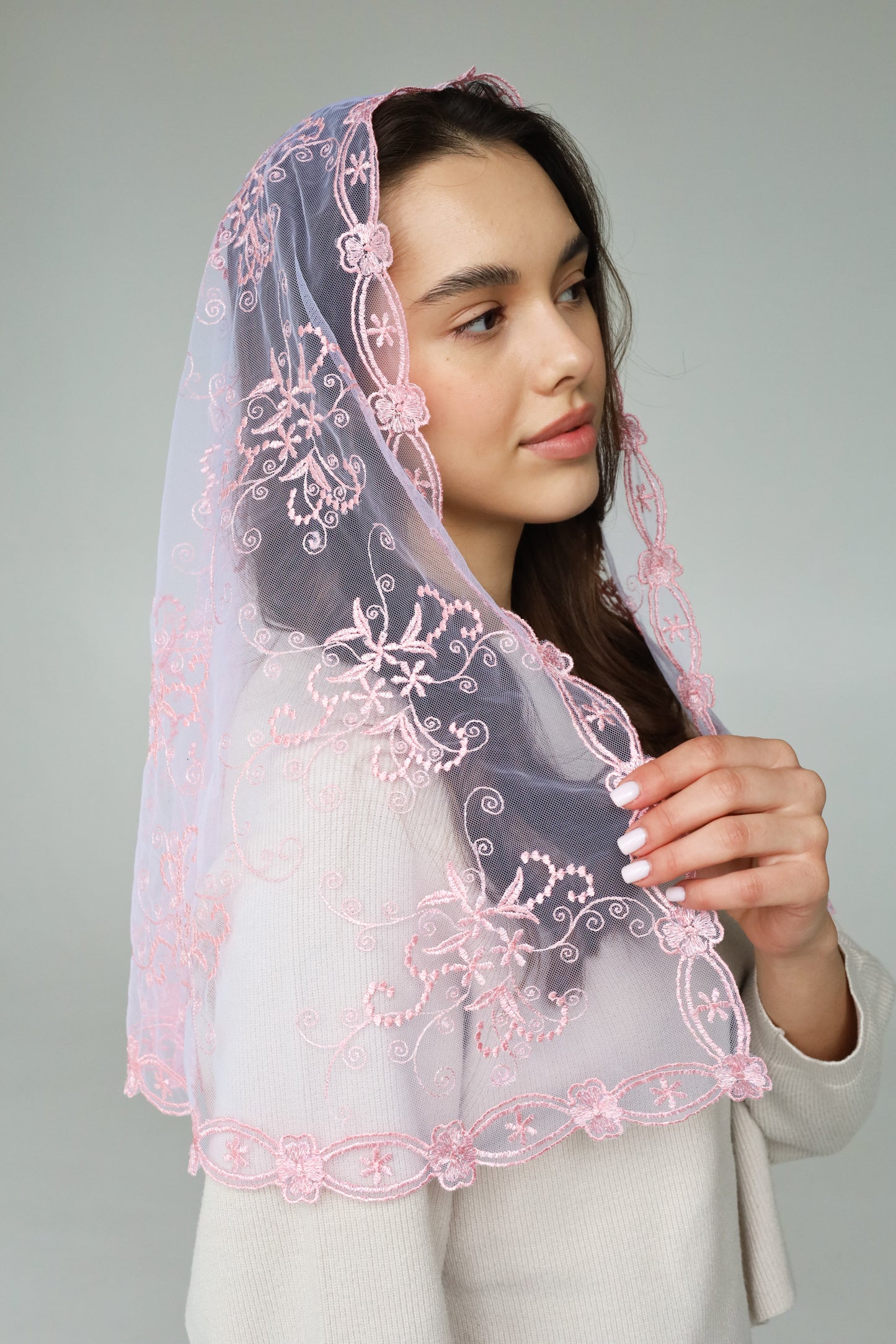 PINK FLORAL VEIL - MariaVeils