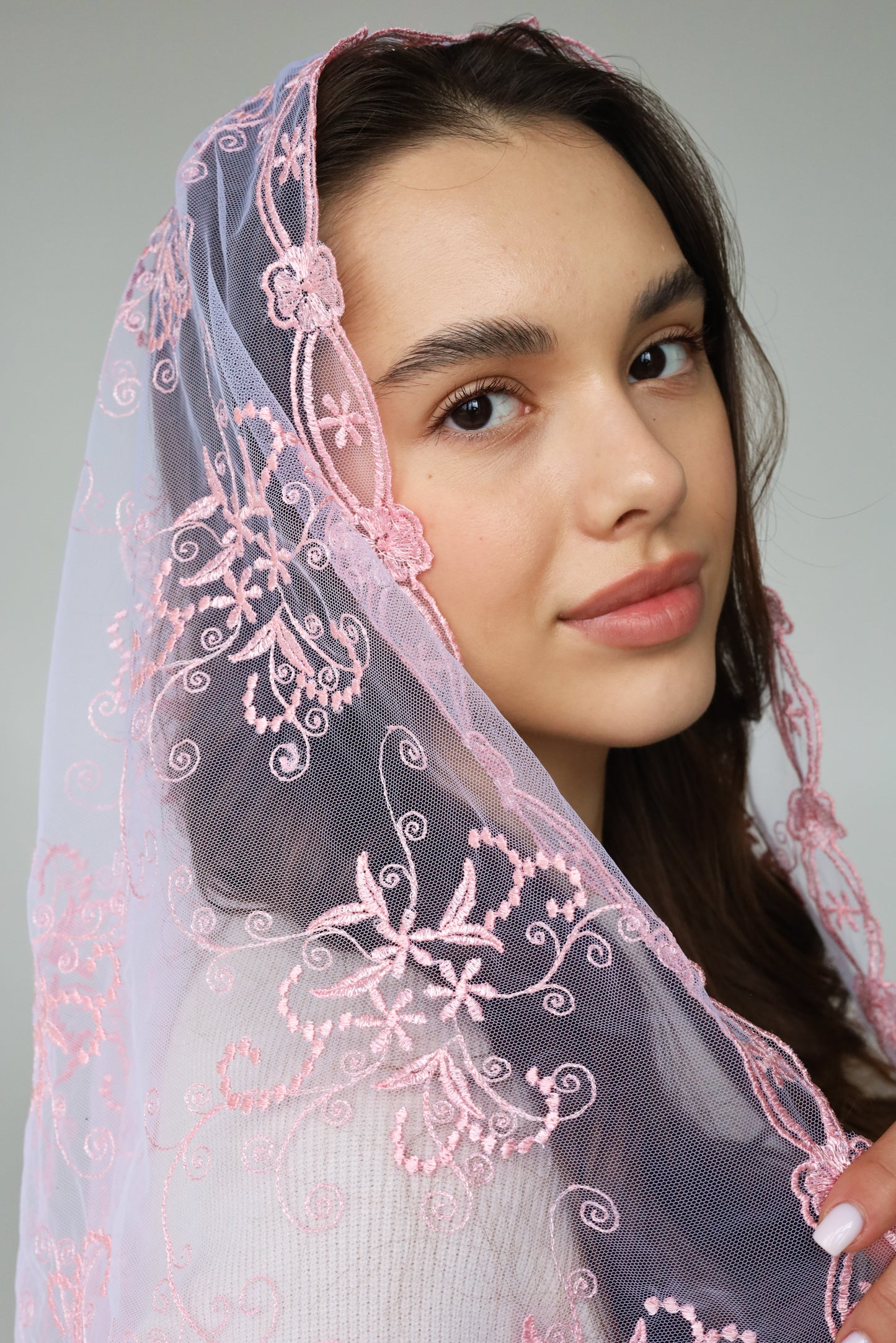 PINK FLORAL VEIL - MariaVeils