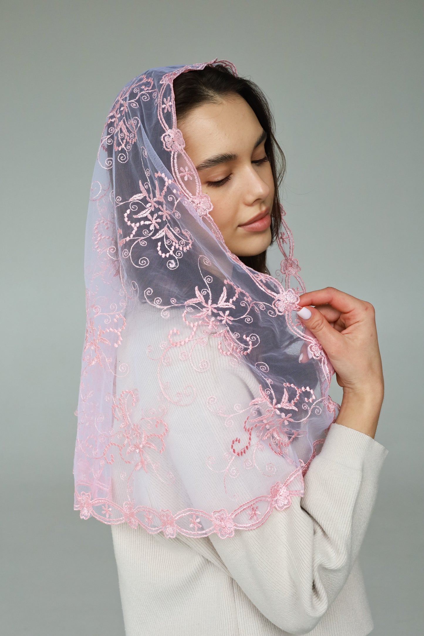 PINK FLORAL VEIL - MariaVeils