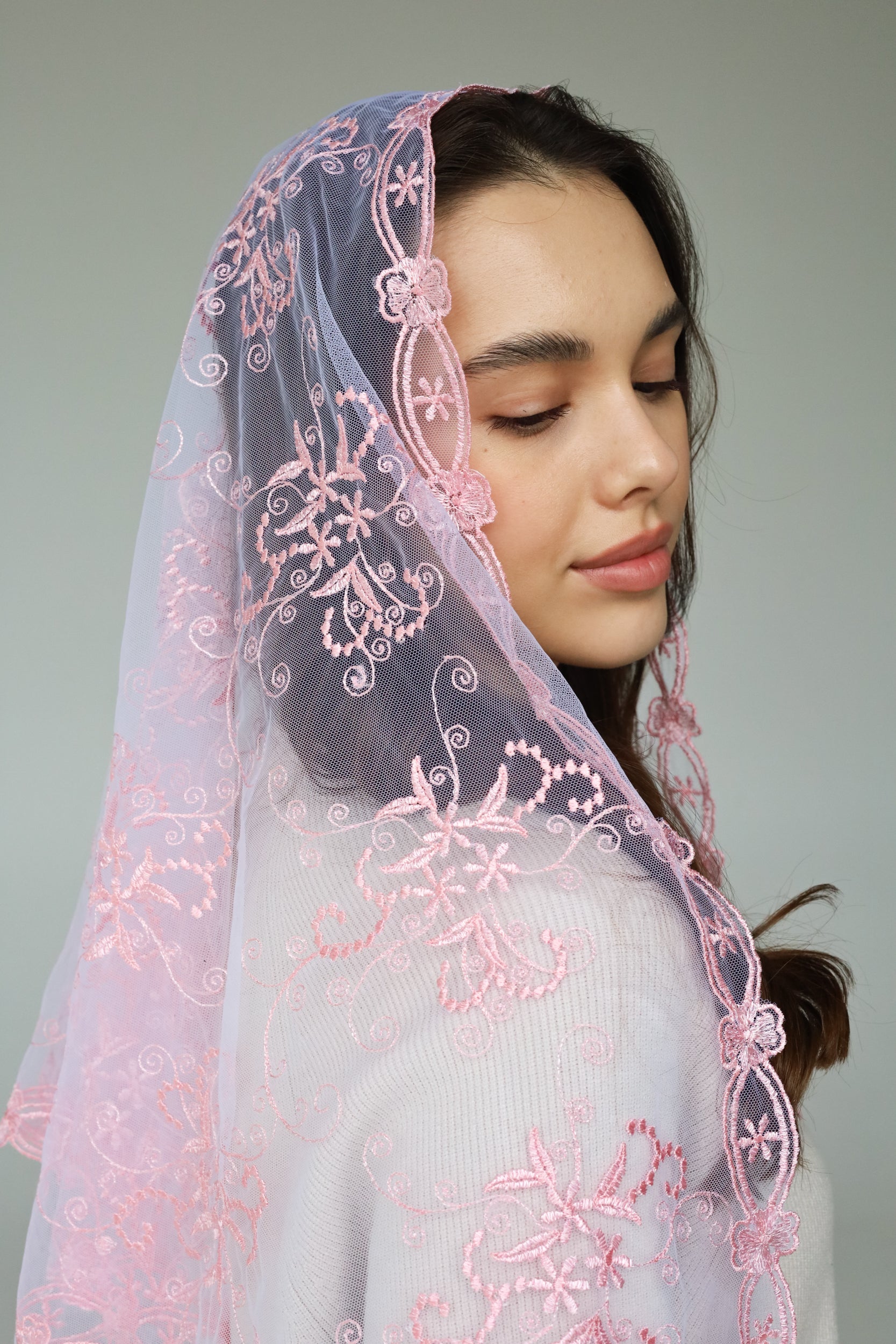 PINK FLORAL VEIL - MariaVeils