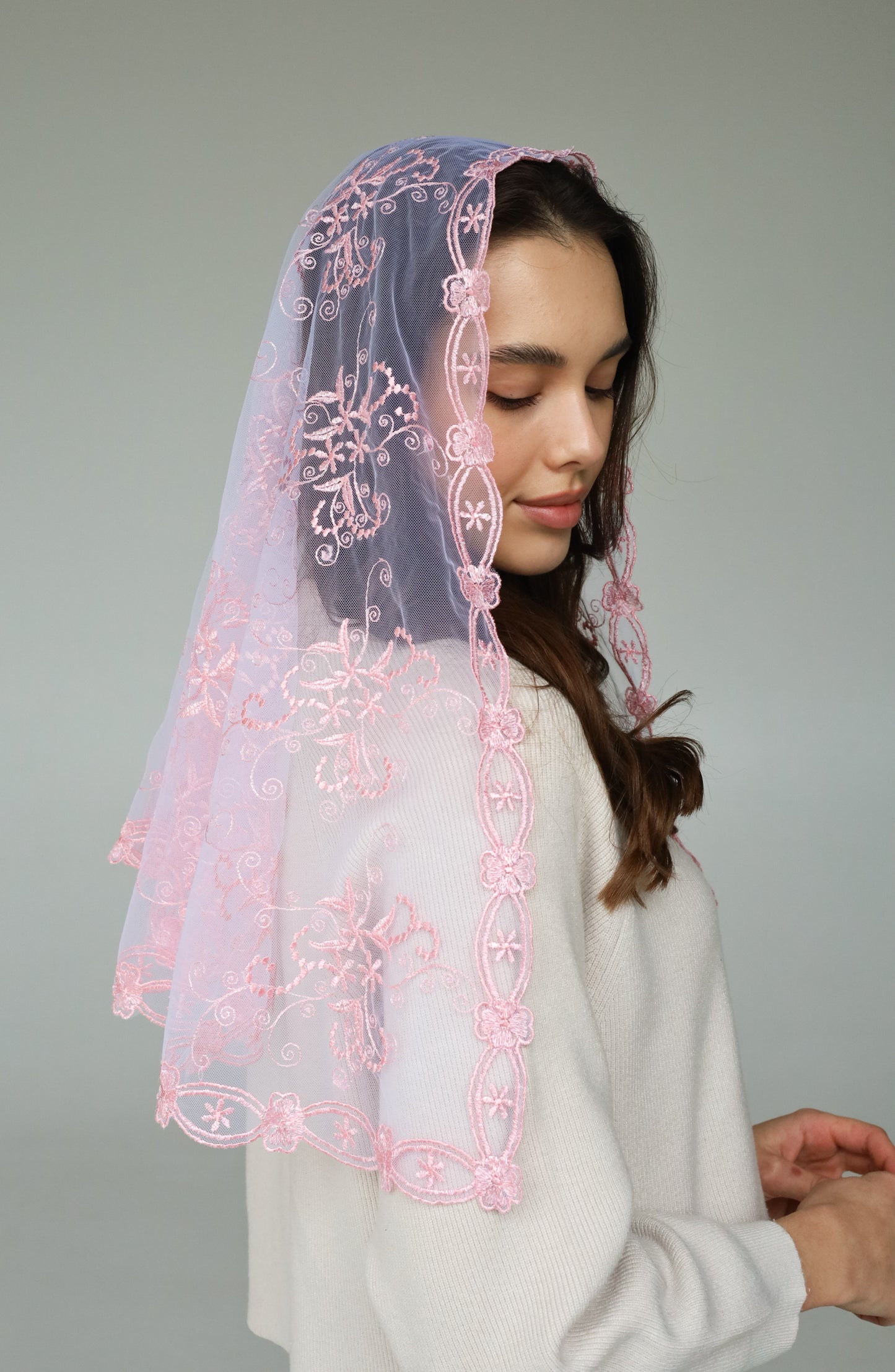 PINK FLORAL VEIL - MariaVeils