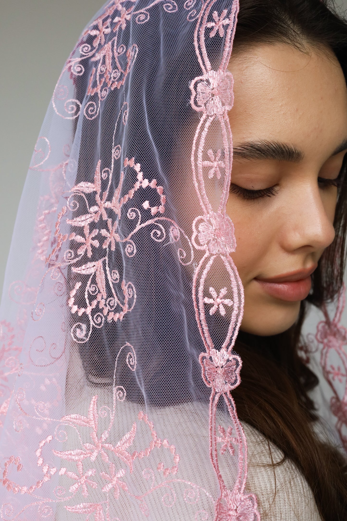 PINK FLORAL VEIL - MariaVeils