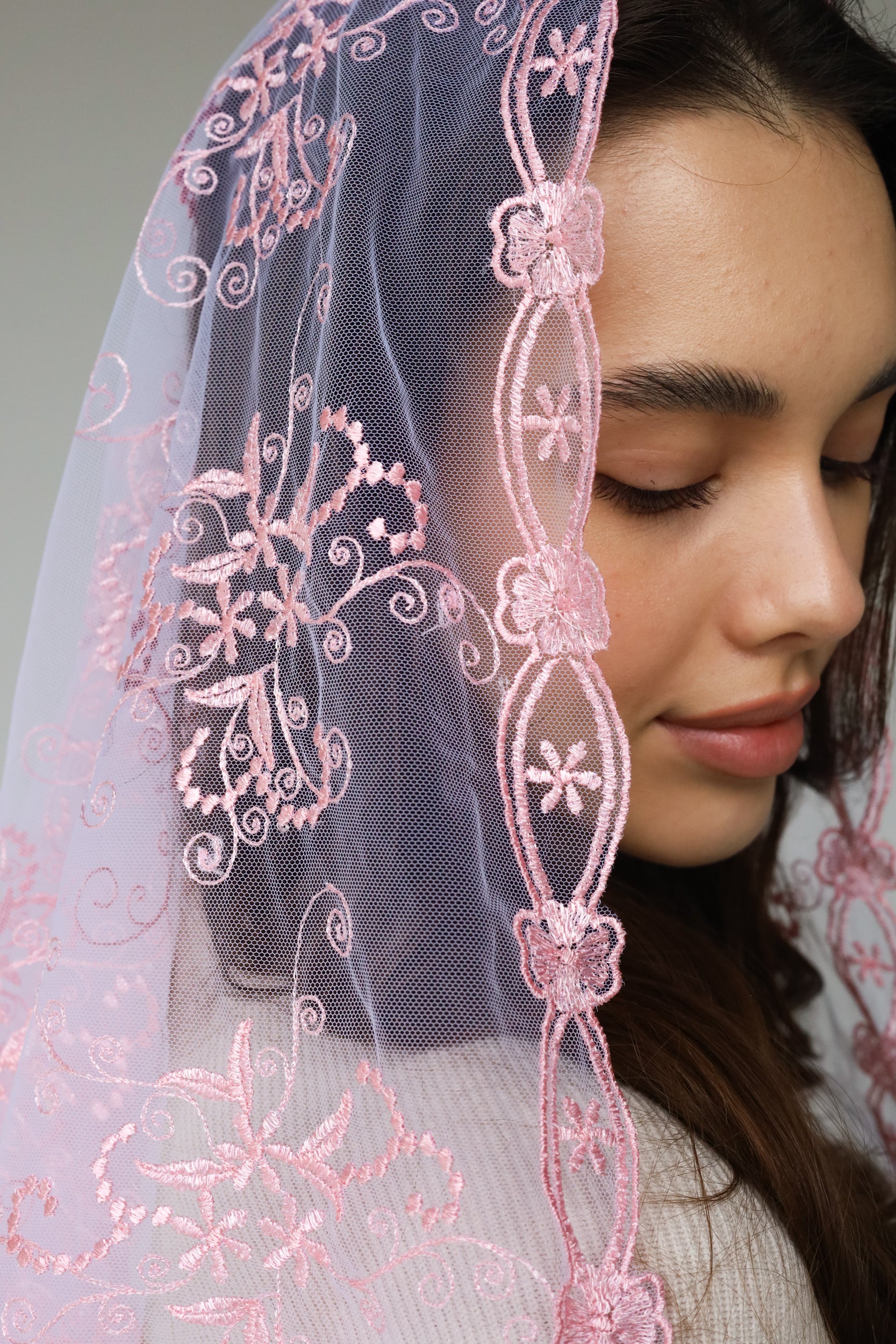 PINK FLORAL VEIL - MariaVeils