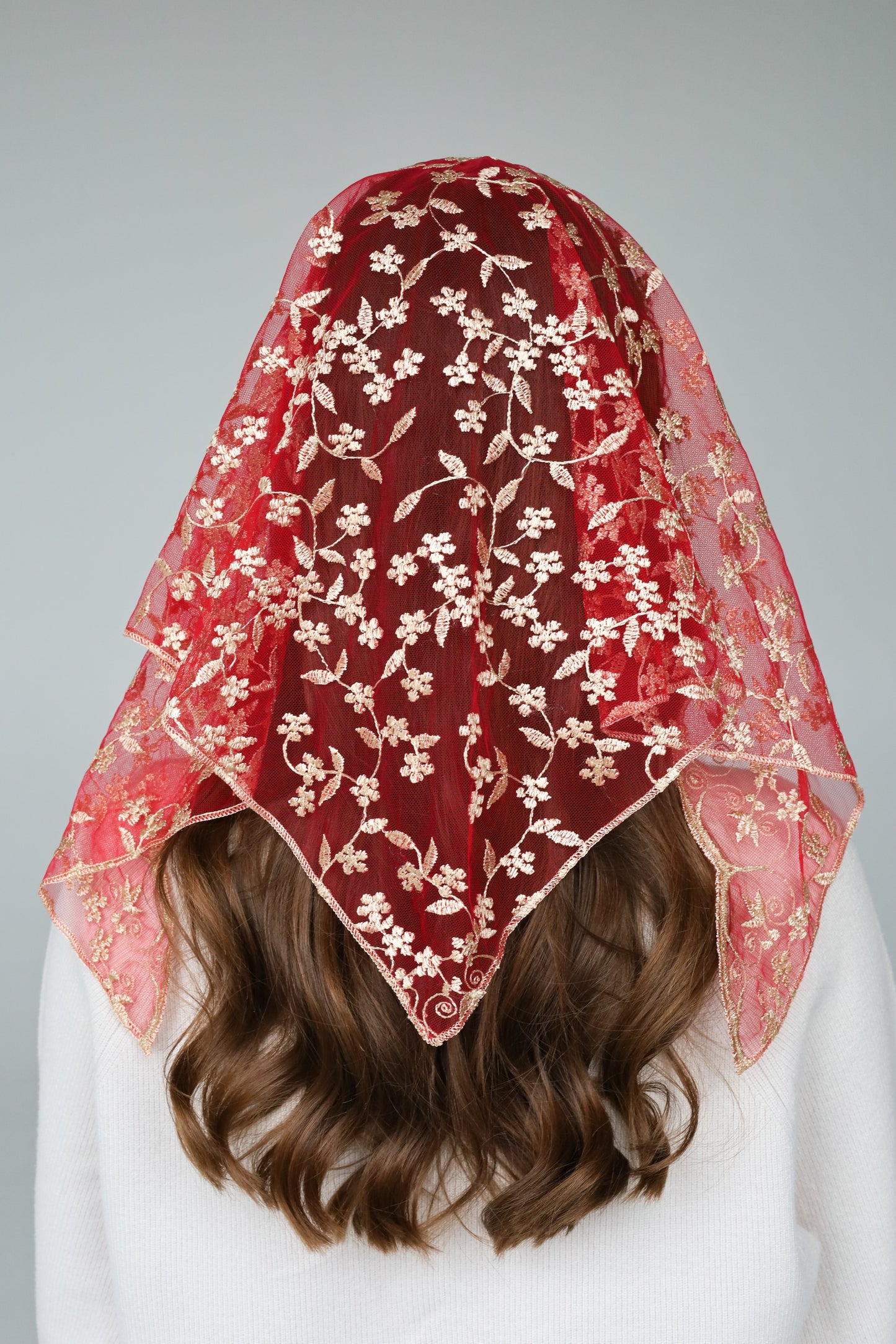 RED & GOLD TRIANGLE VEIL - MariaVeils