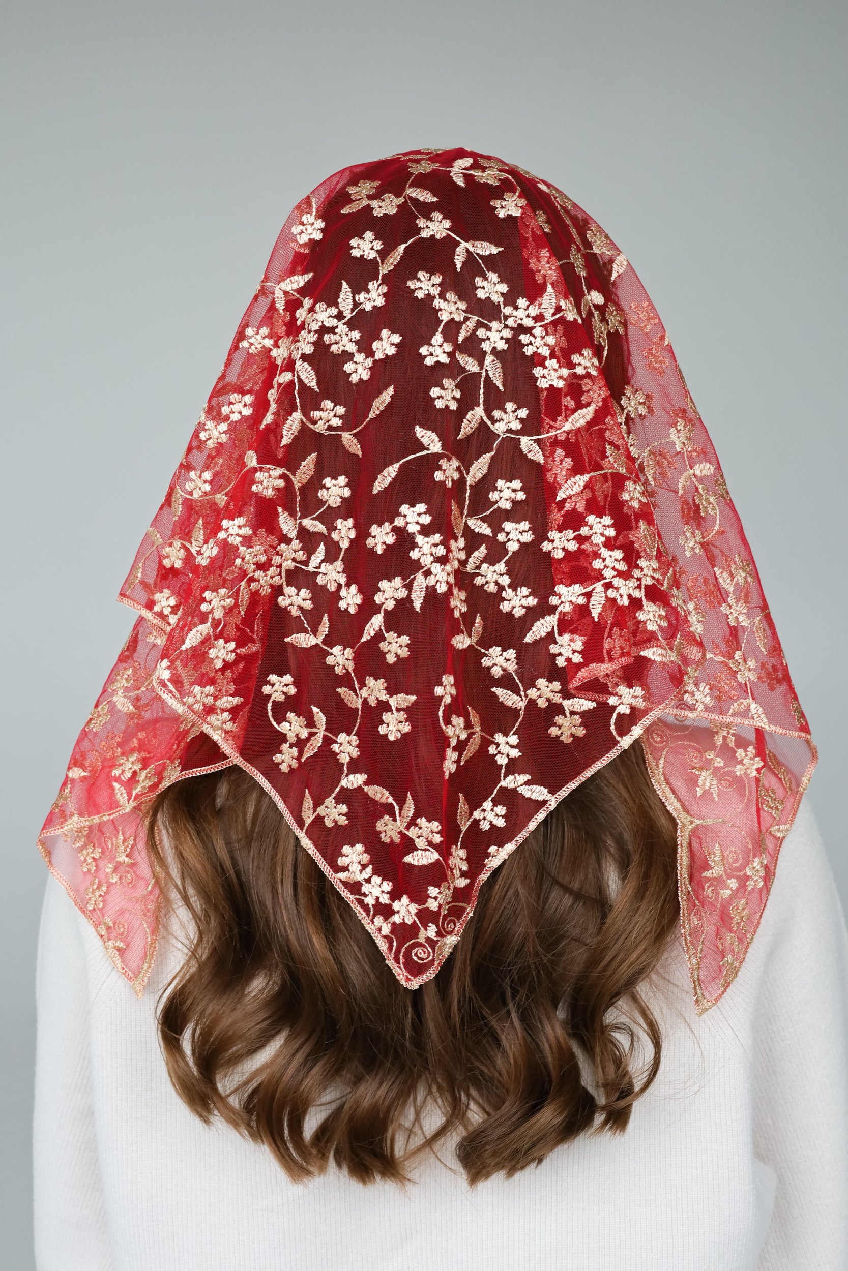 RED & GOLD TRIANGLE VEIL - MariaVeils