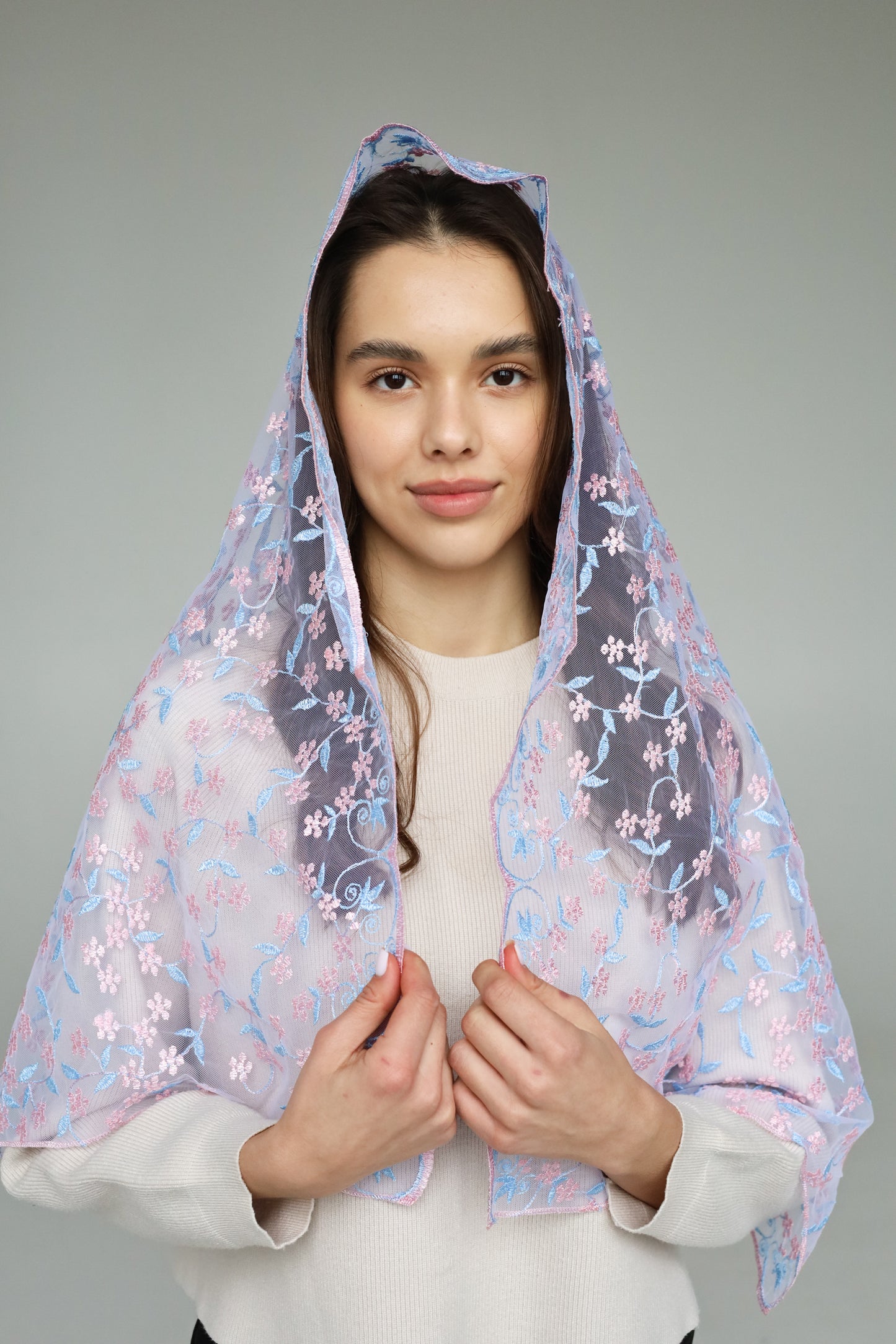 EXTRA LONG PINK & BLUE VEIL