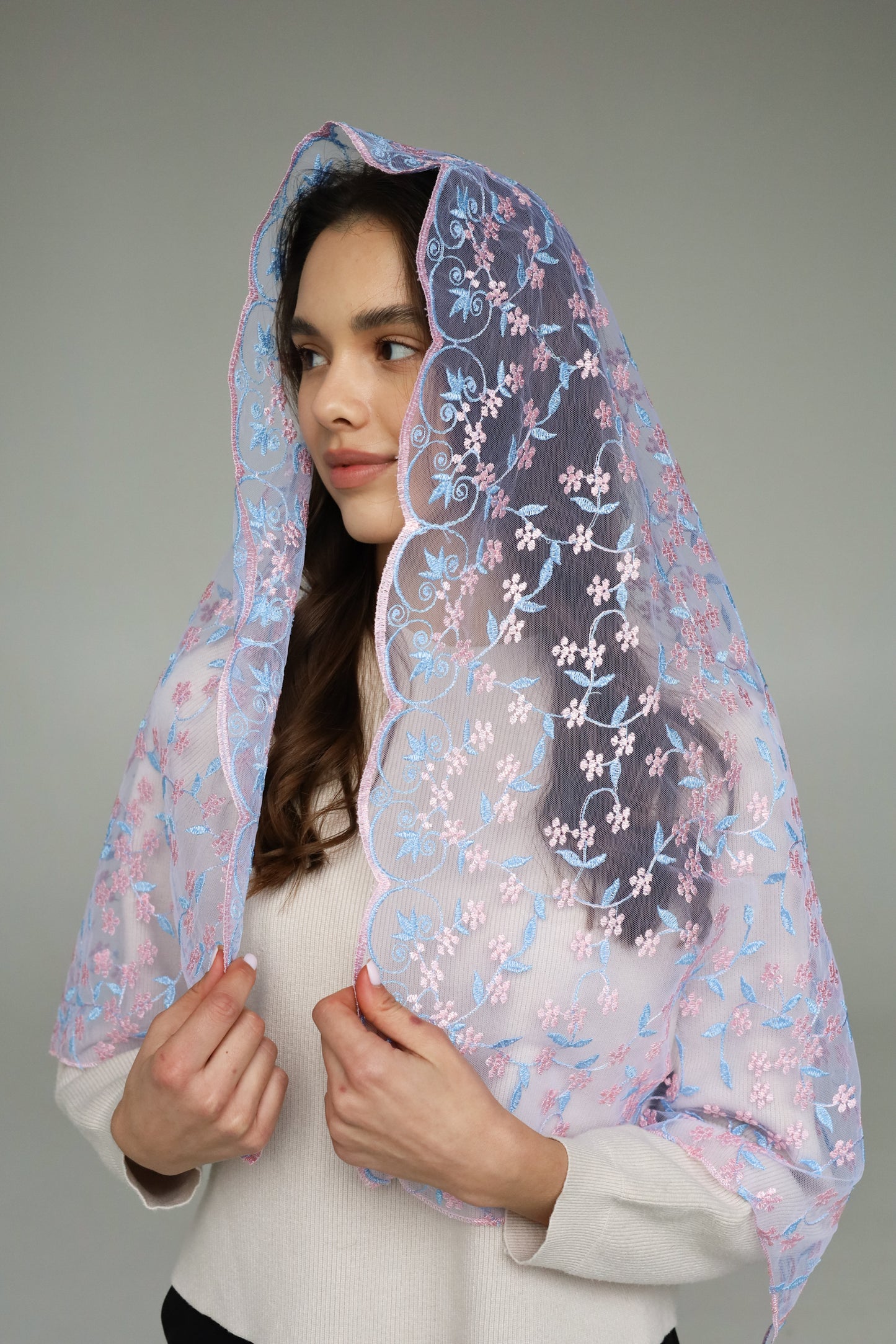 EXTRA LONG PINK & BLUE VEIL