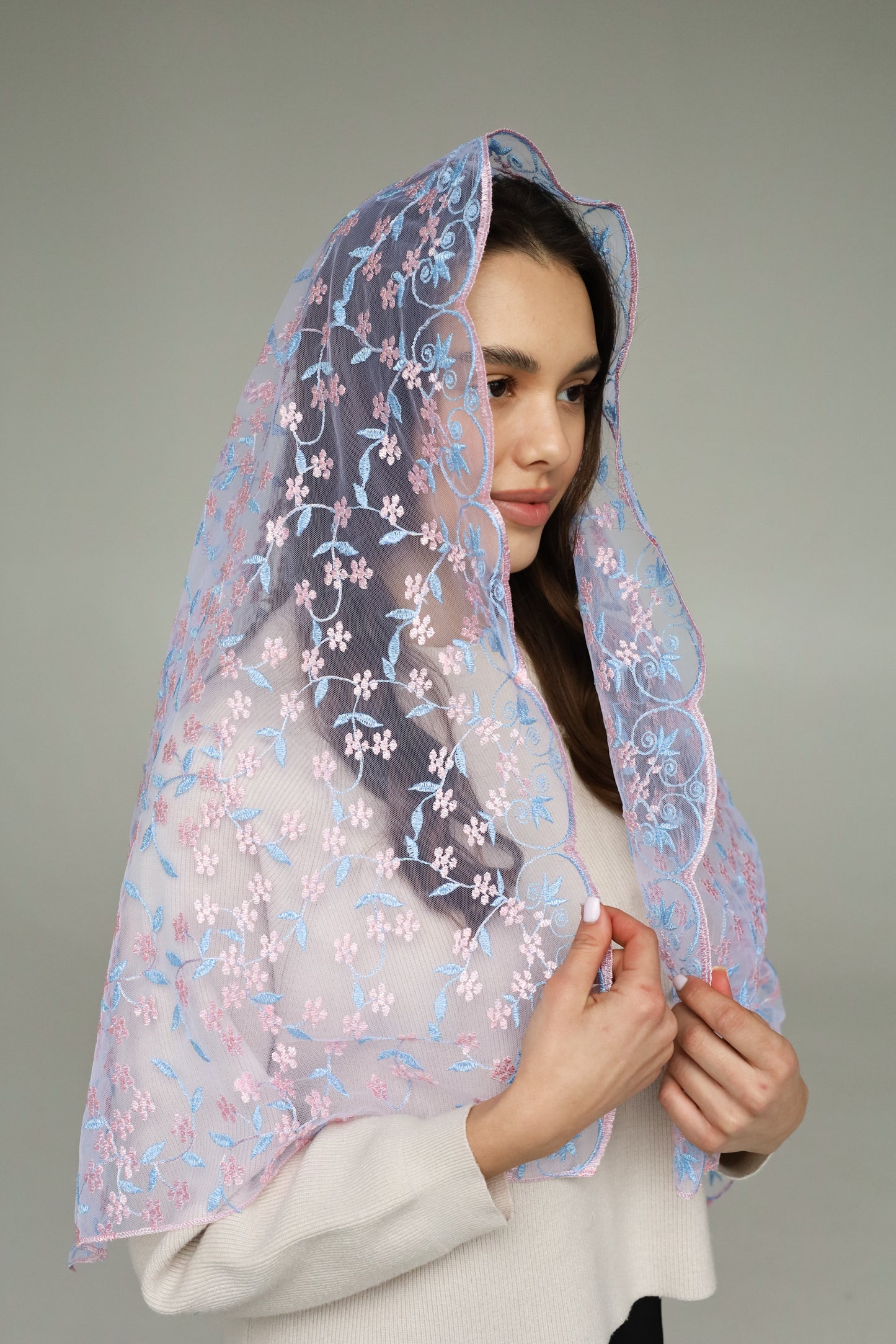 EXTRA LONG PINK & BLUE VEIL