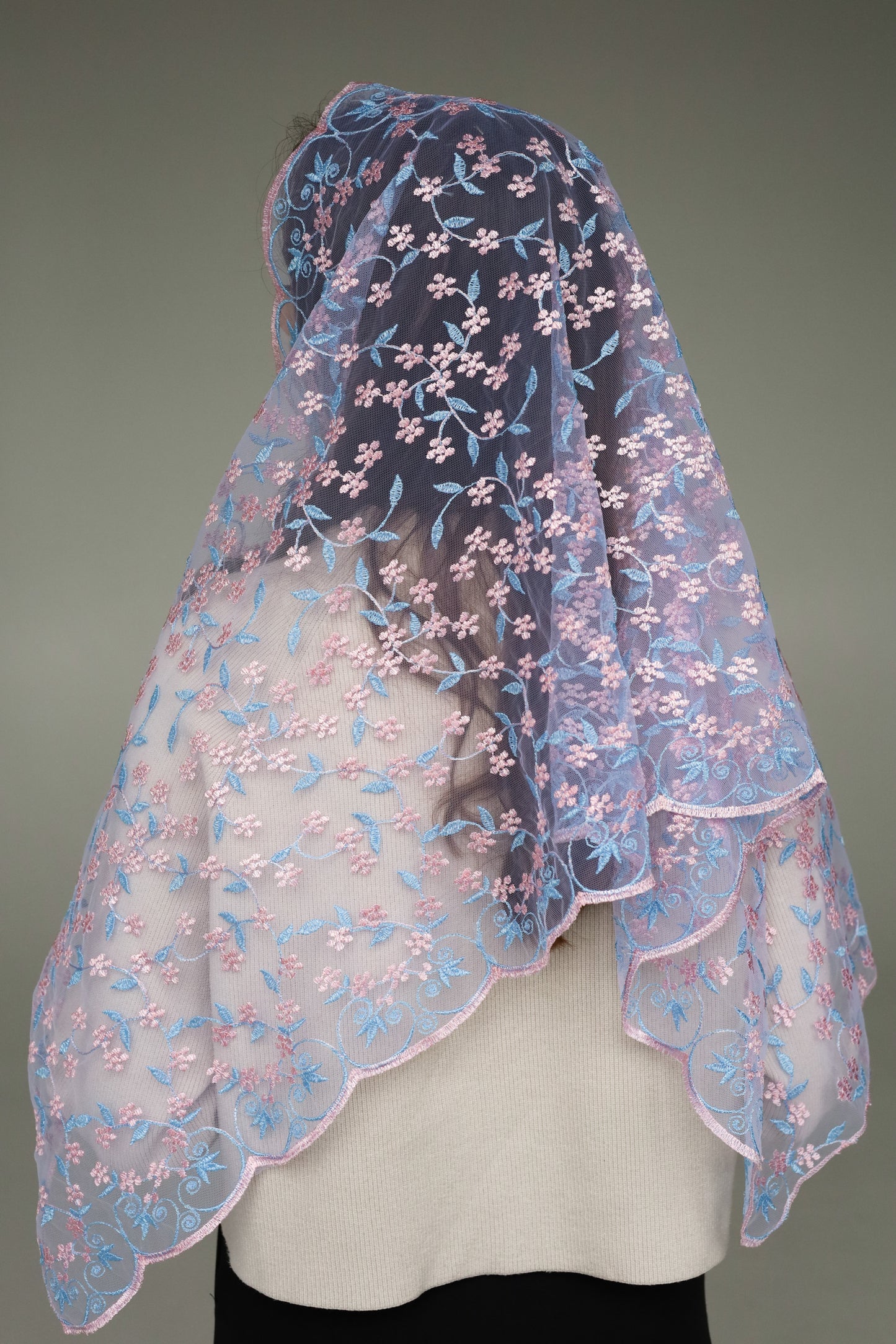 EXTRA LONG PINK & BLUE VEIL