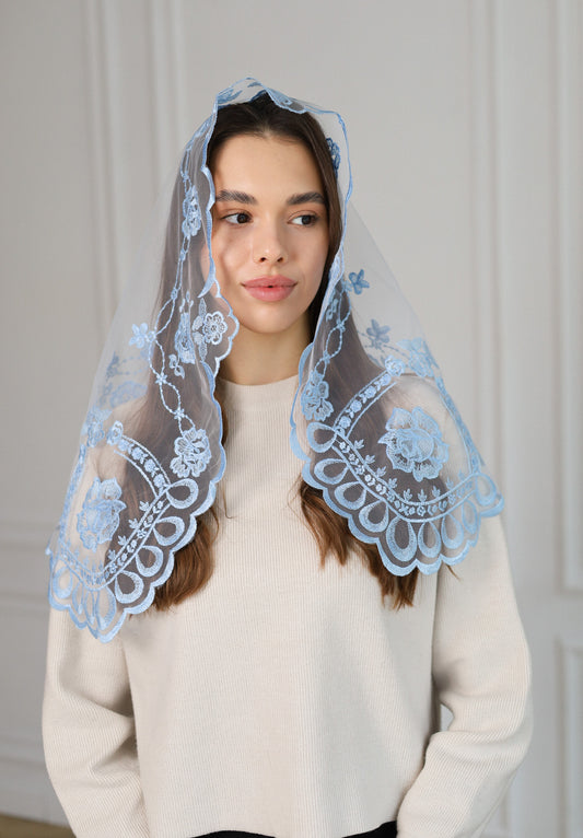 SHORT SKY BLUE VEIL - MariaVeils