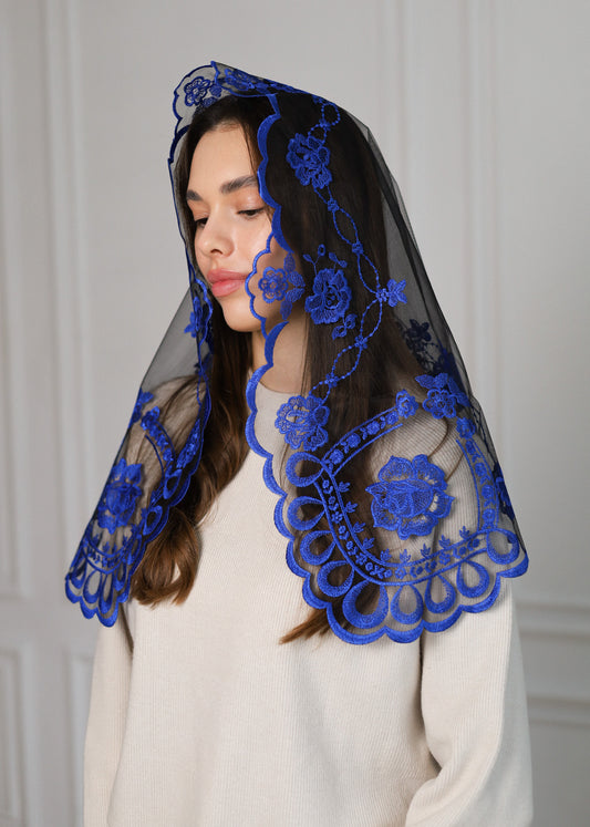 SHORT BLUE VEIL - MariaVeils