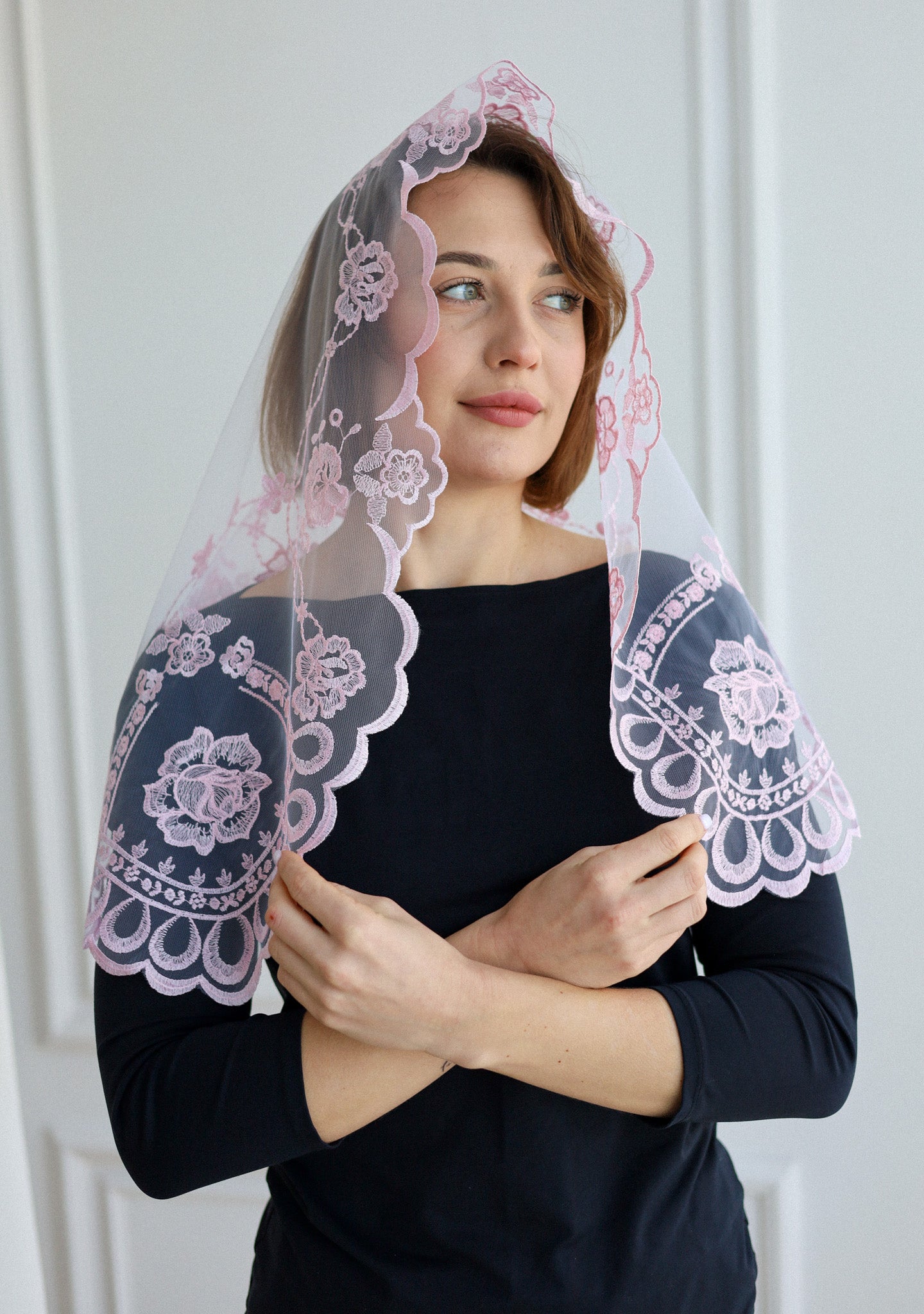 SHORT PINK VEIL - MariaVeils