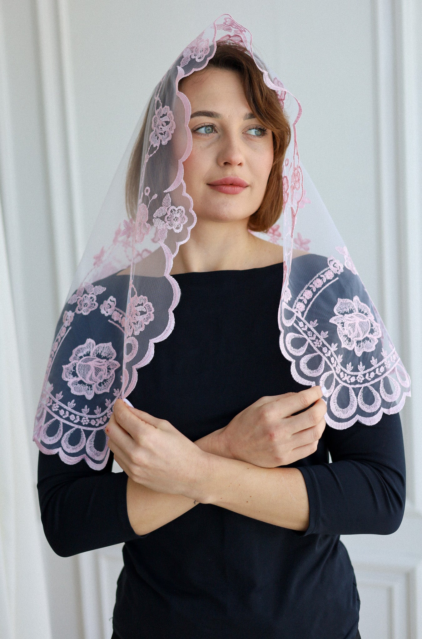 SHORT PINK VEIL - MariaVeils