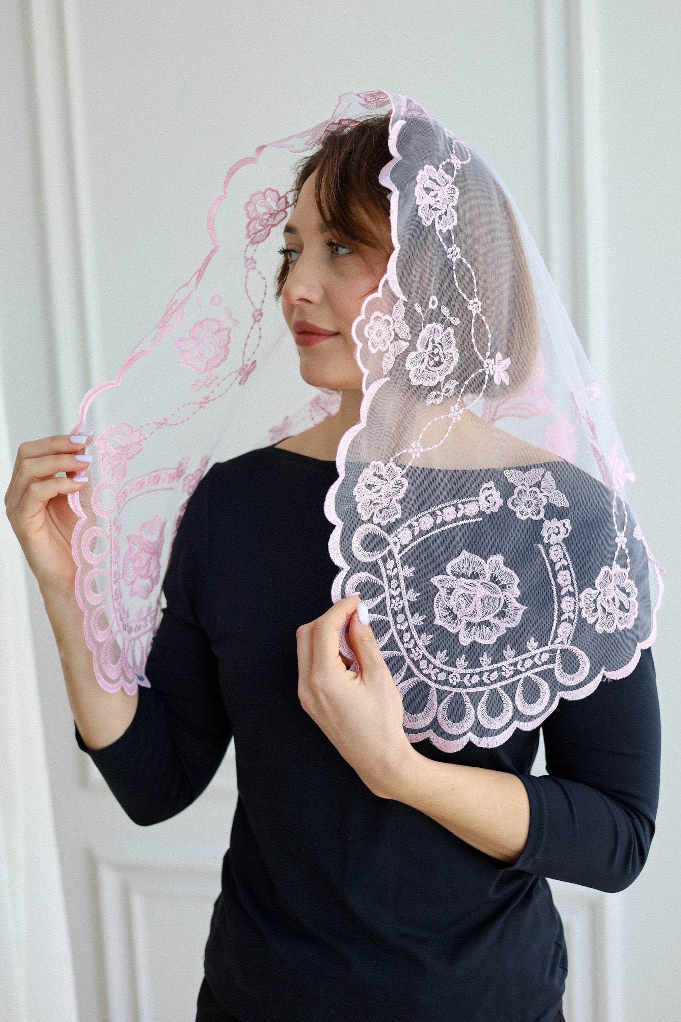 SHORT PINK VEIL - MariaVeils