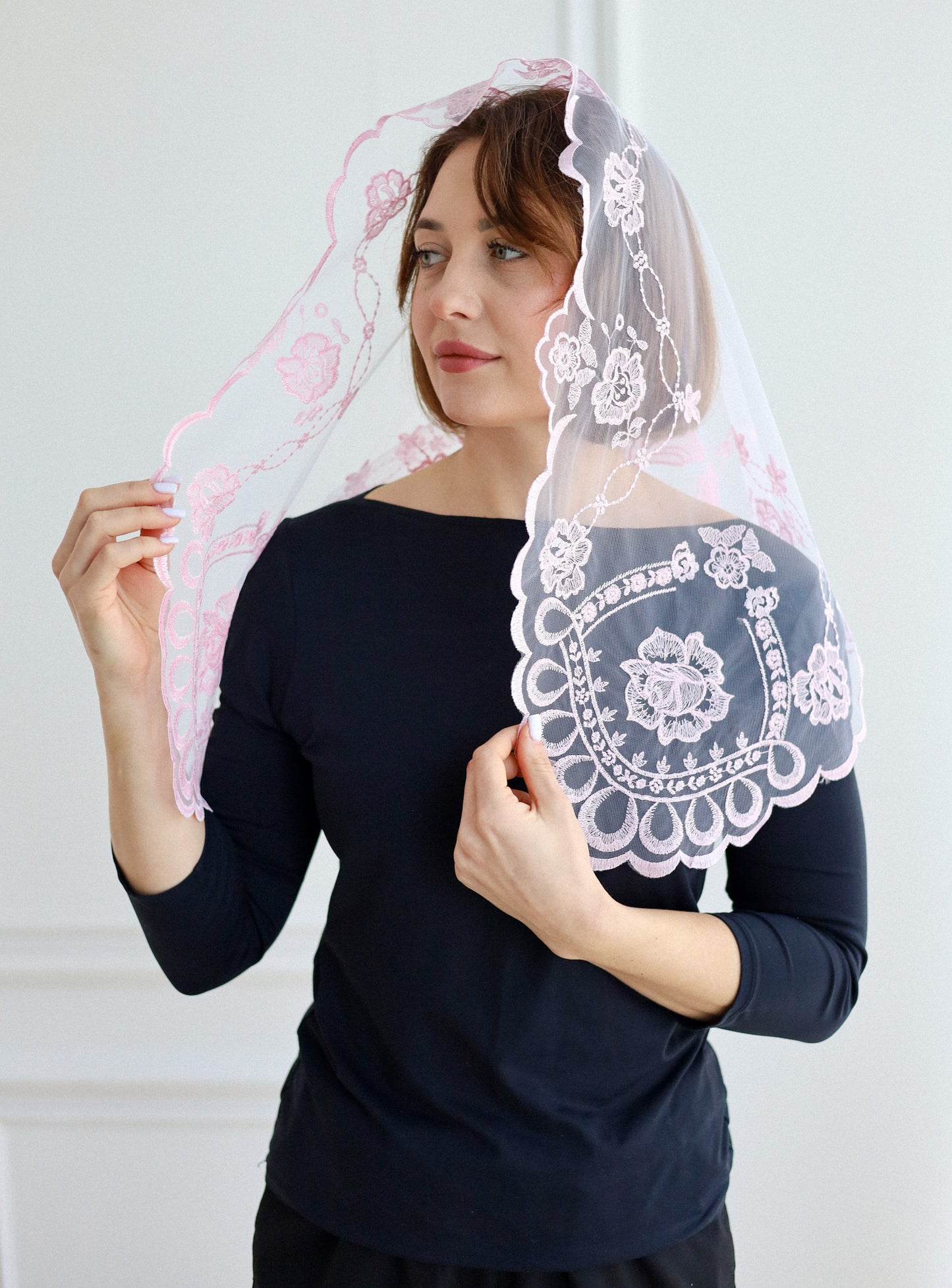 SHORT PINK VEIL - MariaVeils