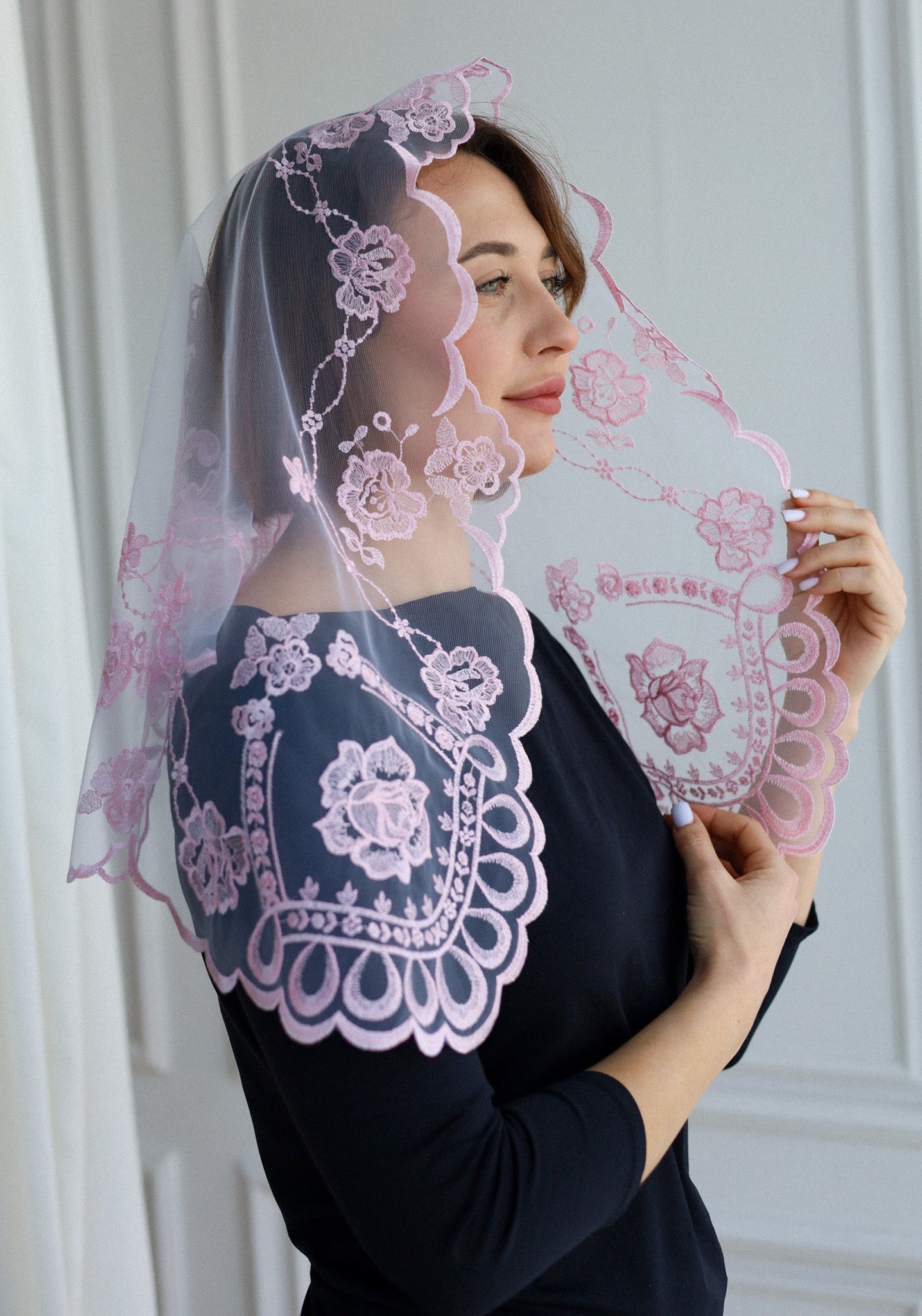 SHORT PINK VEIL - MariaVeils