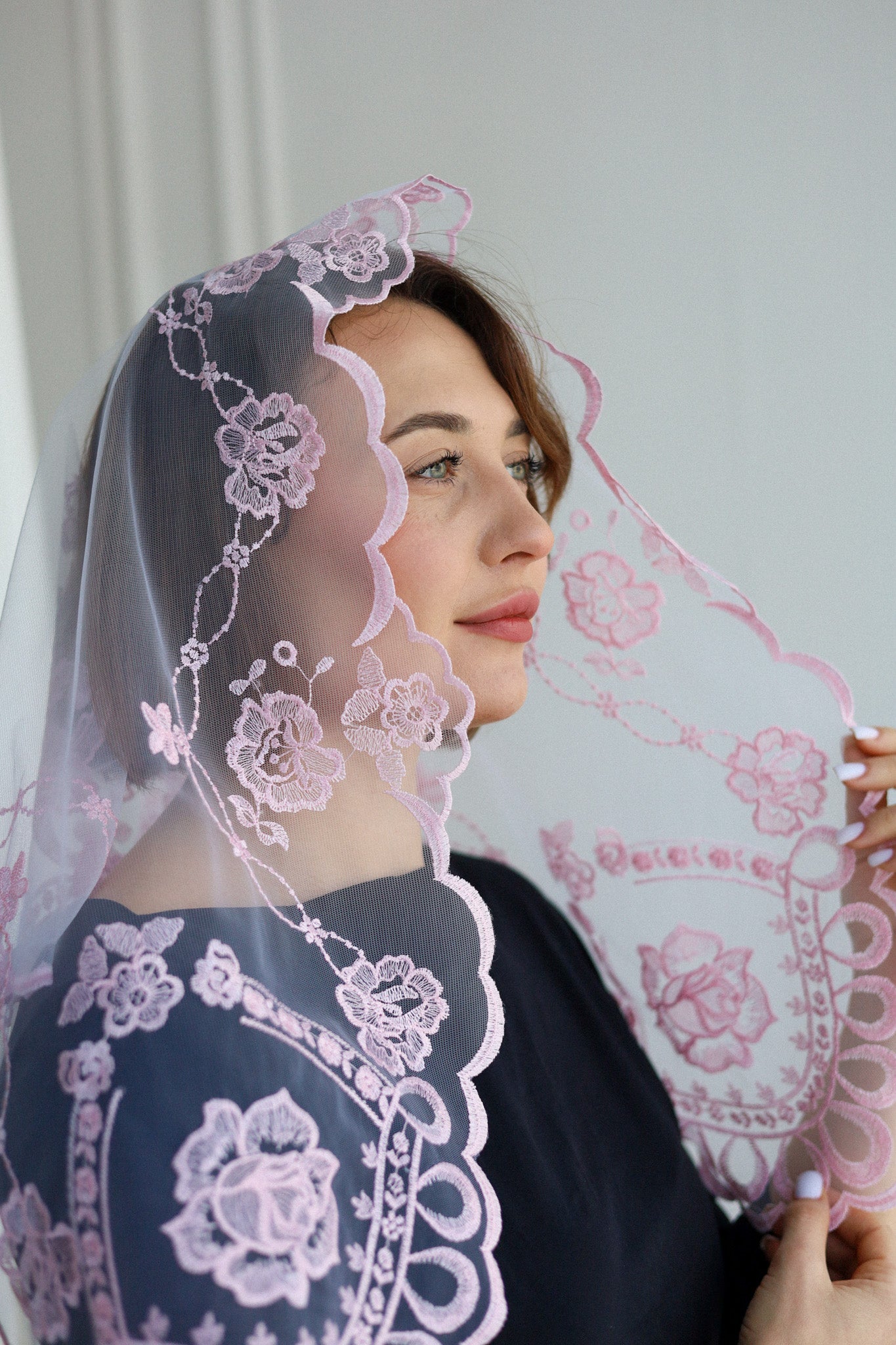 SHORT PINK VEIL - MariaVeils