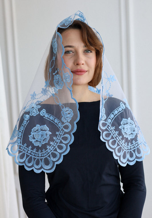 SHORT SKY BLUE VEIL - MariaVeils